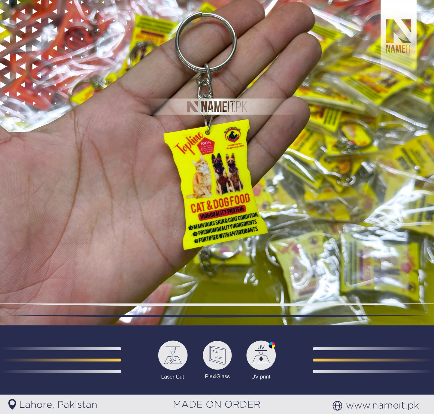 Personalized Acrylic Pet Brands Keychain | For Your Company | Promotional Purposes | Pet Litter Brand, Pet Food Brand Advertising, Pet Show Gifting Promotional item