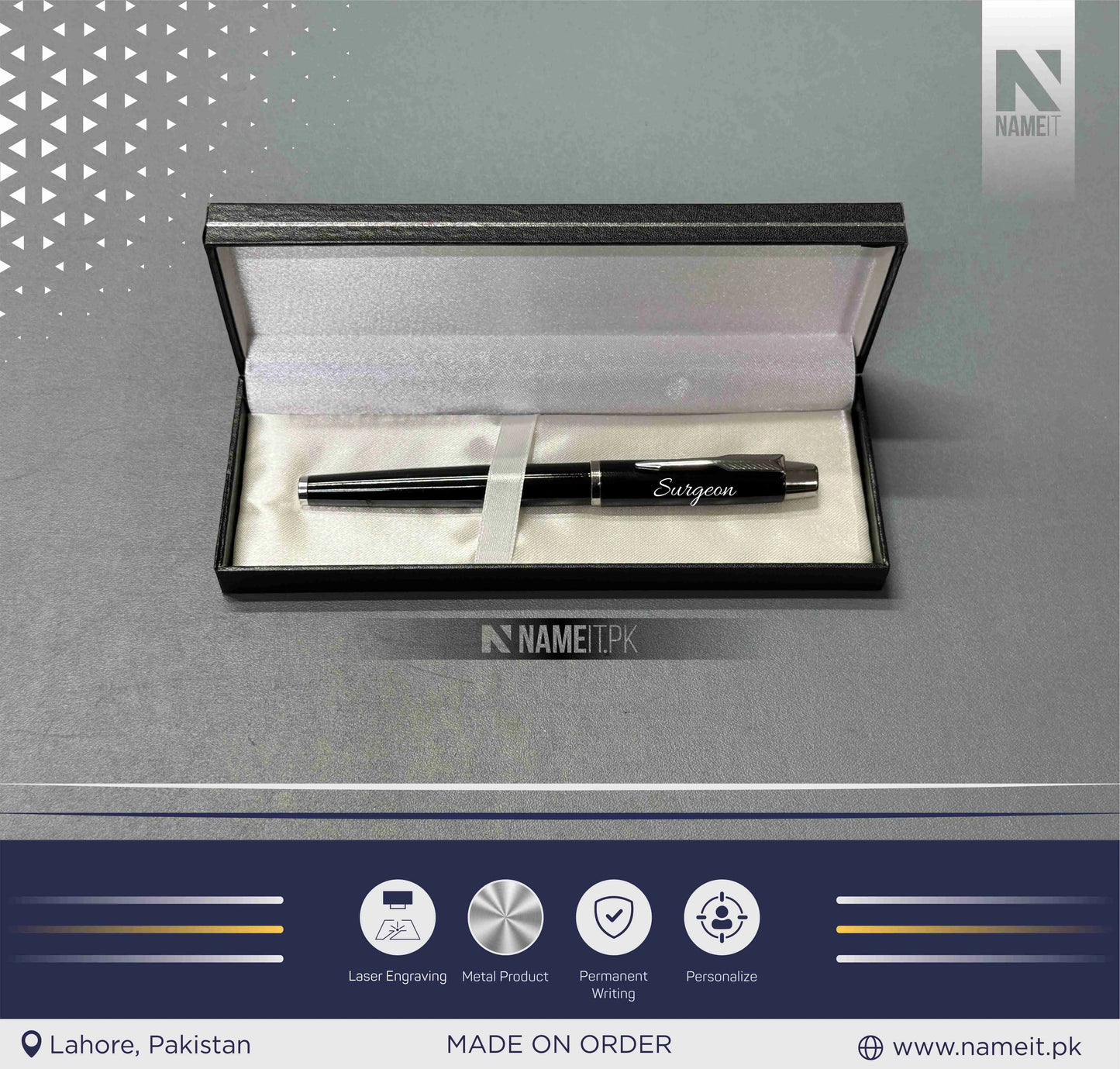 Pen, Fountain ink Pen with Name Engraved - Gifting on Any Special Occasion - Black Clip Teachers Day Gift