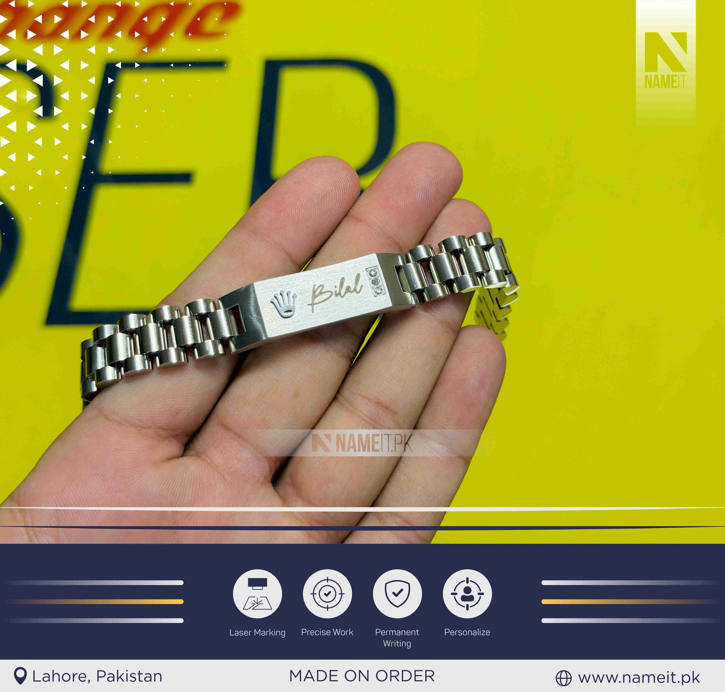 Personalized Rolex Style Stainless Steel Bracelet | Custom Laser Engraved Name & Photo Bracelet | Premium Gift for Men