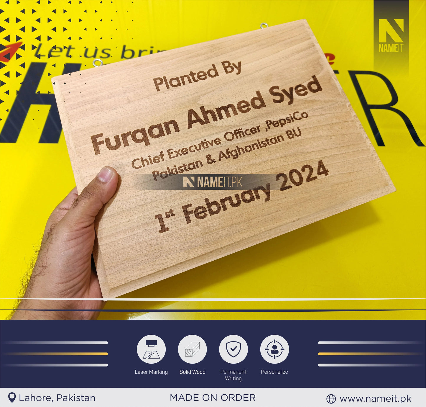 Custom Anniversary Gift photo on wood Laser Engraved Wooden Plaque for Wedding Gift For Couple NAMEIT PAKISTAN