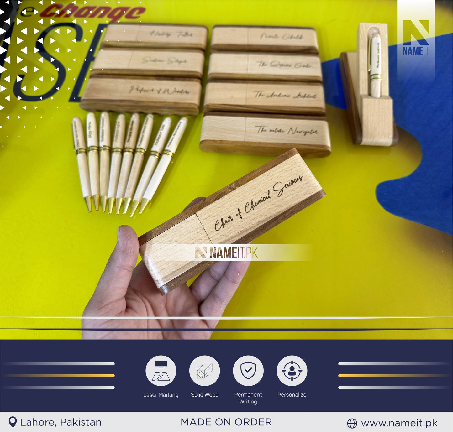 Wooden Pen Case With Pen,Wood Pen Box,Pen Stand,Fold Up Pen Display Holder,Desk Pen Holder,Graduation Gifts,Business Gifts,Back to school Gift