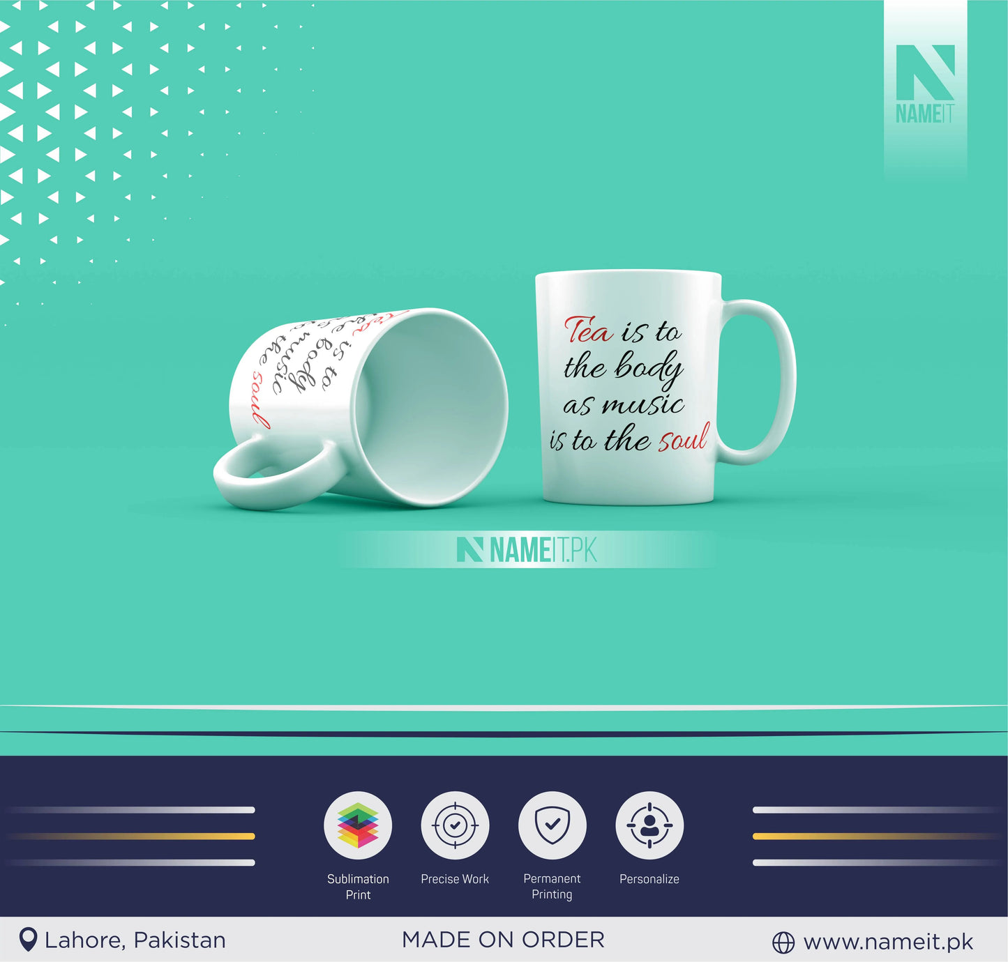 Mug, Customize Mug For Tea Lovers, Life is brew-tea-ful with a cup of tea. NAMEIT PAKISTAN