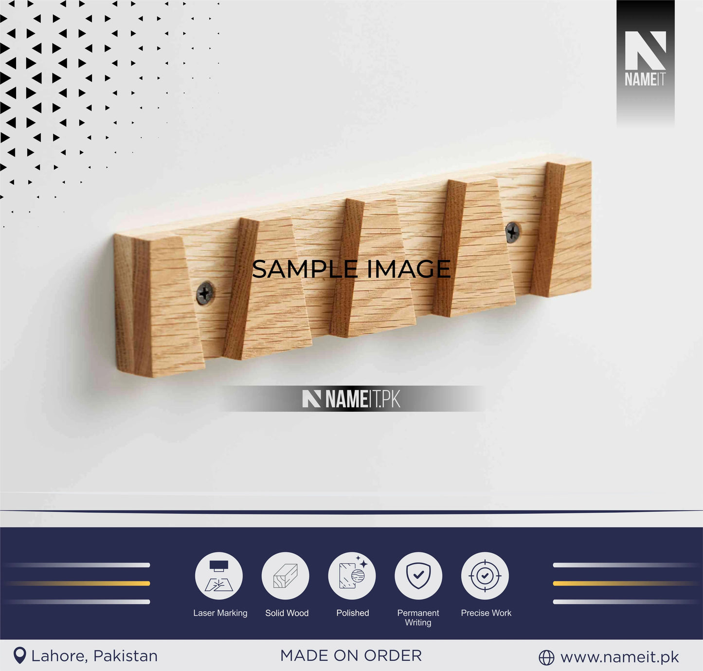Key Holder with 4 Wooden Pendants, Handmade (with Engraving) Wall Mount Hanging Key Rack For Kitchen And Entryway Decor