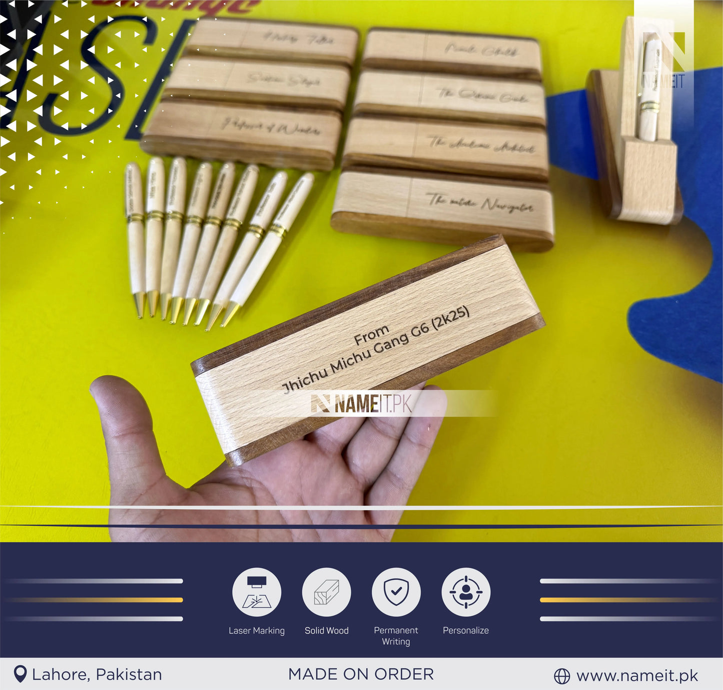 Wooden Pen Case With Pen,Wood Pen Box,Pen Stand,Fold Up Pen Display Holder,Desk Pen Holder,Graduation Gifts,Business Gifts,Back to school Gift