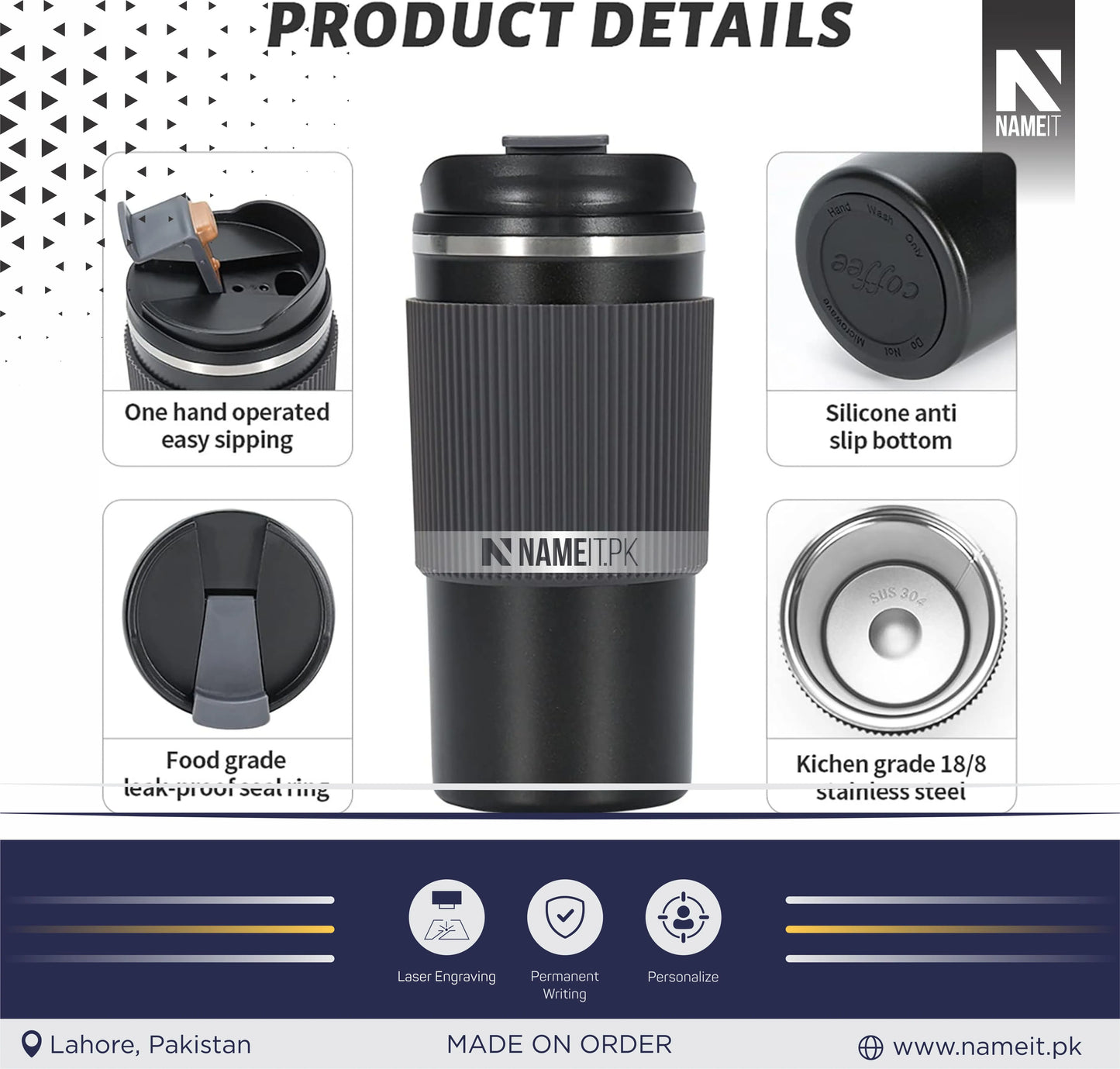 Travel Coffee Mug 450ml - Vacuum Stainless Steel Insulated Coffee Travel Mug Spill Proof and Leakproof Lid, Double Walled Reusable Tumbler Cups for Keep Hot/Ice Coffee, Tea