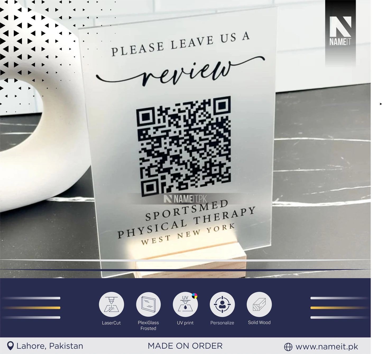 QR Code Acrylic Business Sign, Google Review Display | Table QR code Business Social Media Sign | Payment Sign | Custom Logo Sign | Payment Method and Social Media Sign