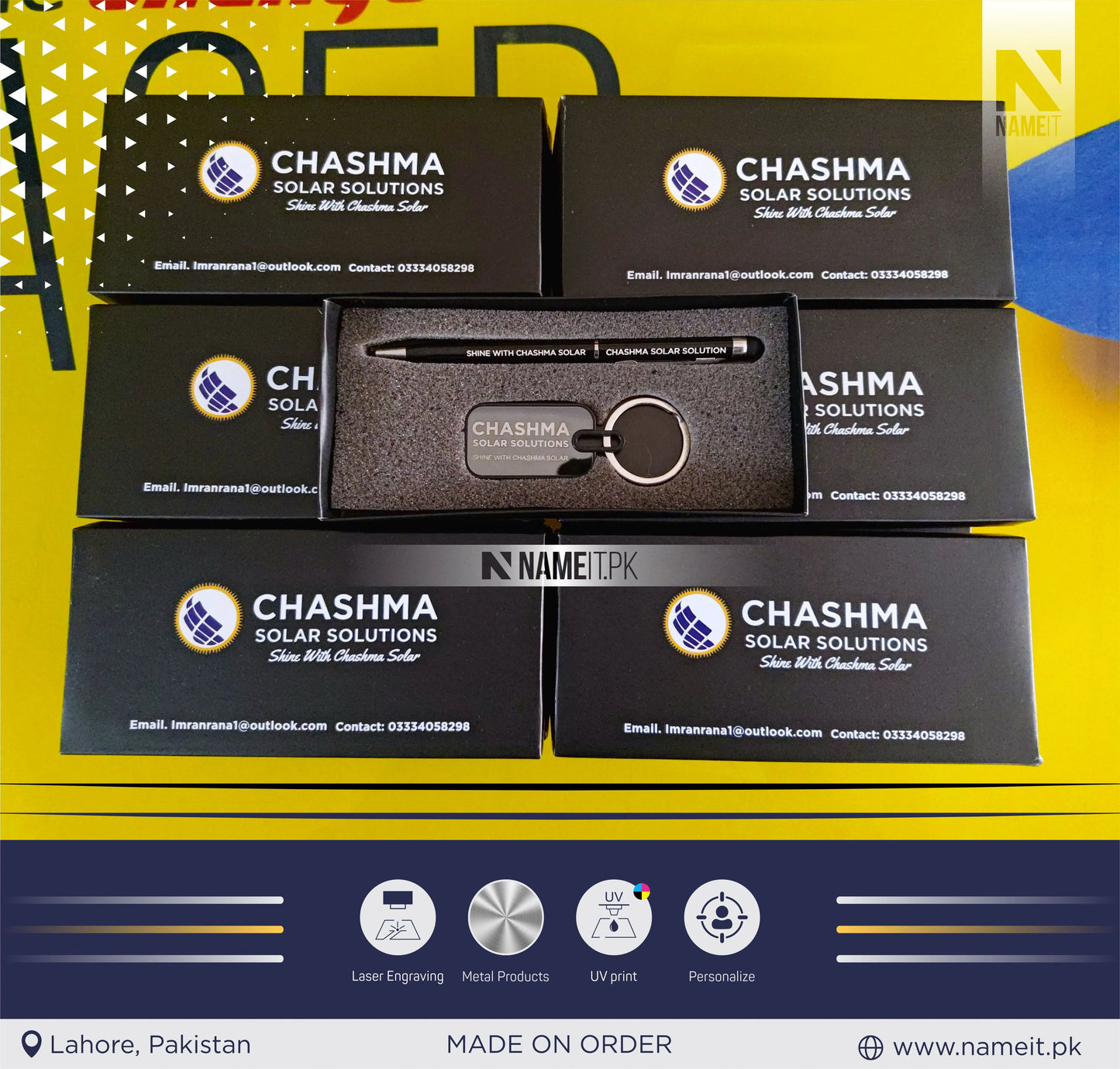 Corporate Gift Set Giveaway item, Customized Premium Metal Slim Pen & Metal Keyring