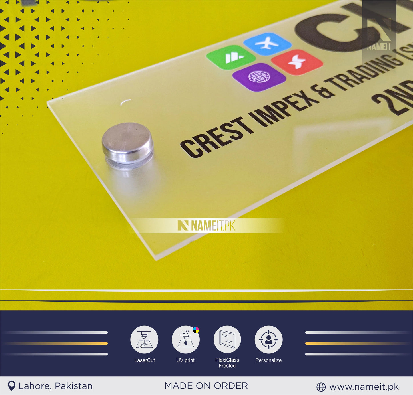 Personalized UV Frosted Business Logo Sign, Small Business Sign, Acrylic Salon Name Logo, Printed Frosted Sign, Attracting Office Door Sign