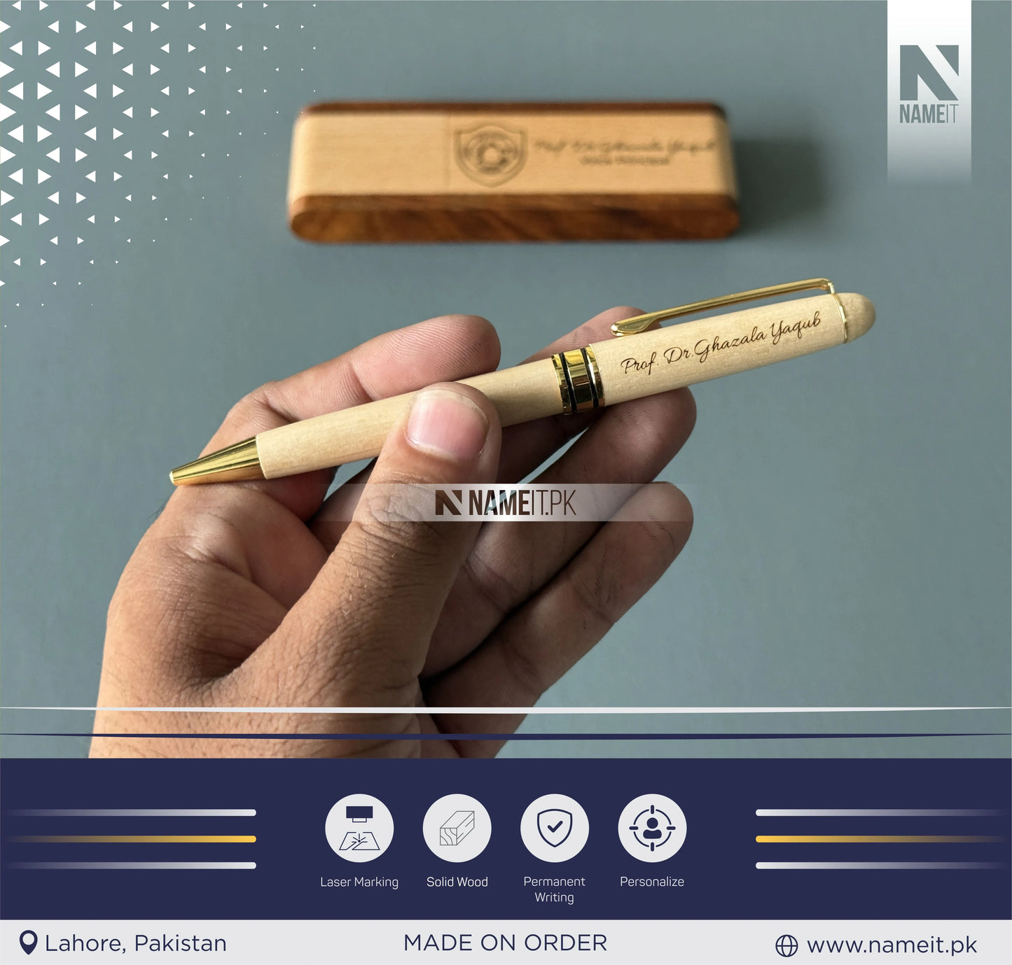 Wooden Pen Case With Pen,Wood Pen Box,Pen Stand,Fold Up Pen Display Holder,Desk Pen Holder,Graduation Gifts,Business Gifts,Back to school Gift