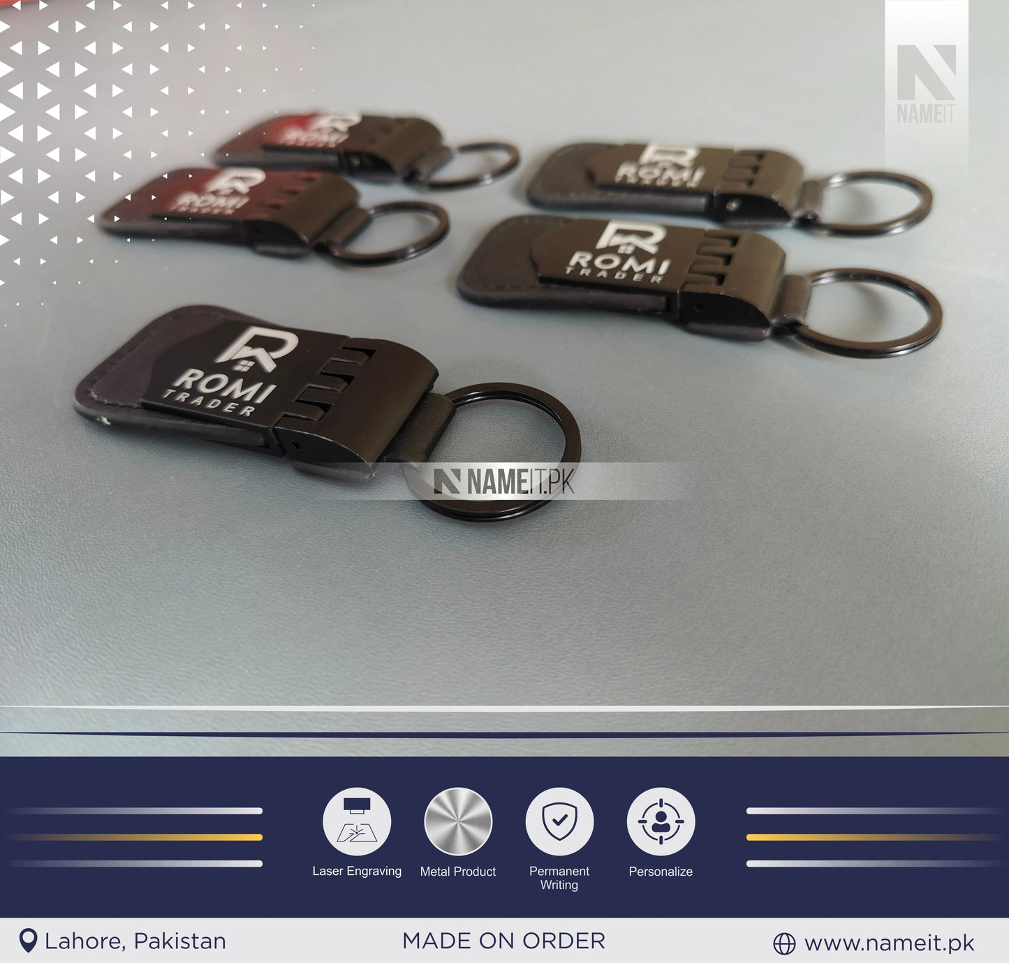Personalized Premium Leather & Metal Keychain, Business Logo, Name, Custom Marketing Business Merchandise, NAMEIT PAKISTAN