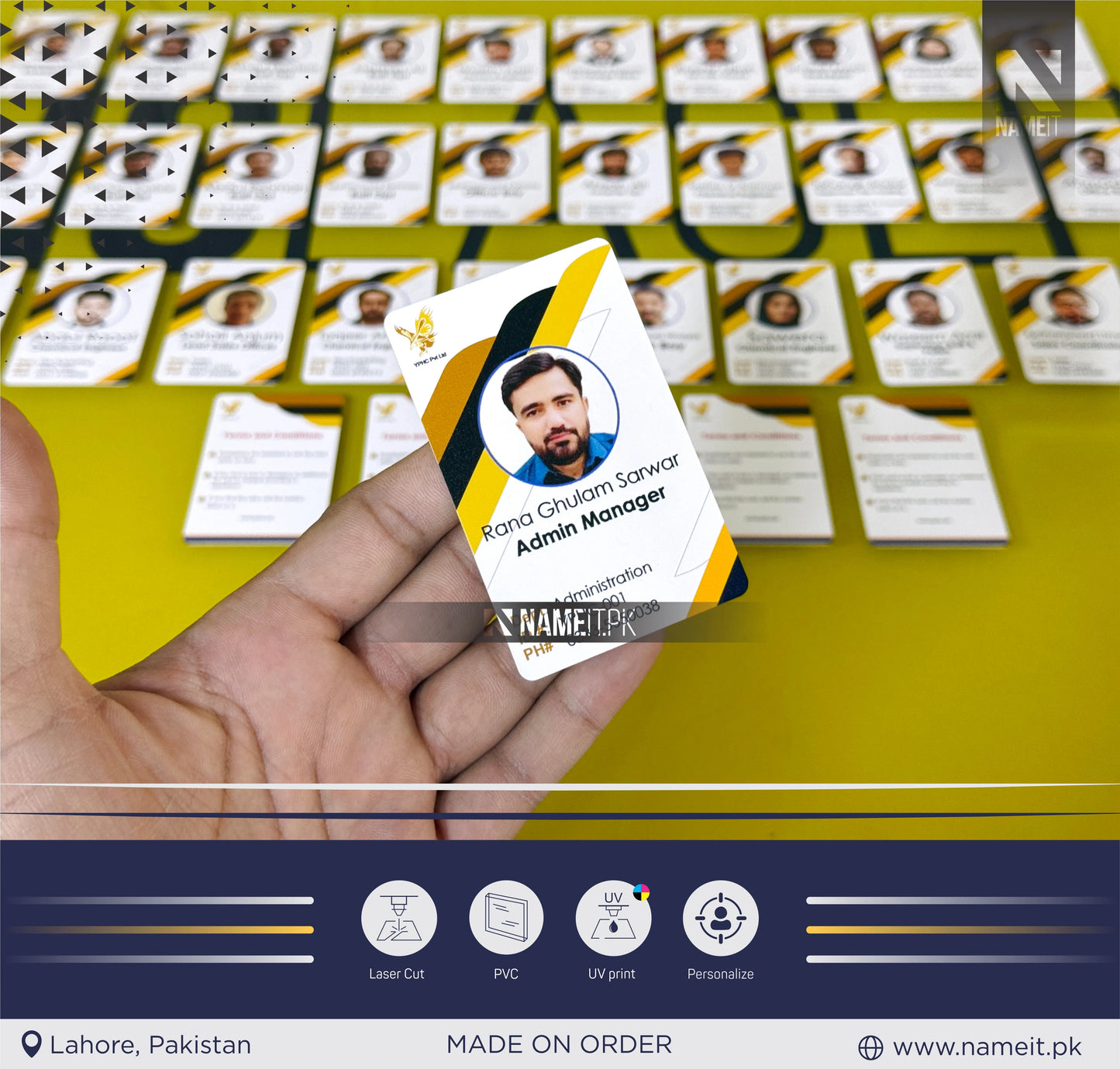Employee Card, PVC ID Card – Personalized Employee Badge, Teacher ID, Membership & Access Card | Durable Plastic Design