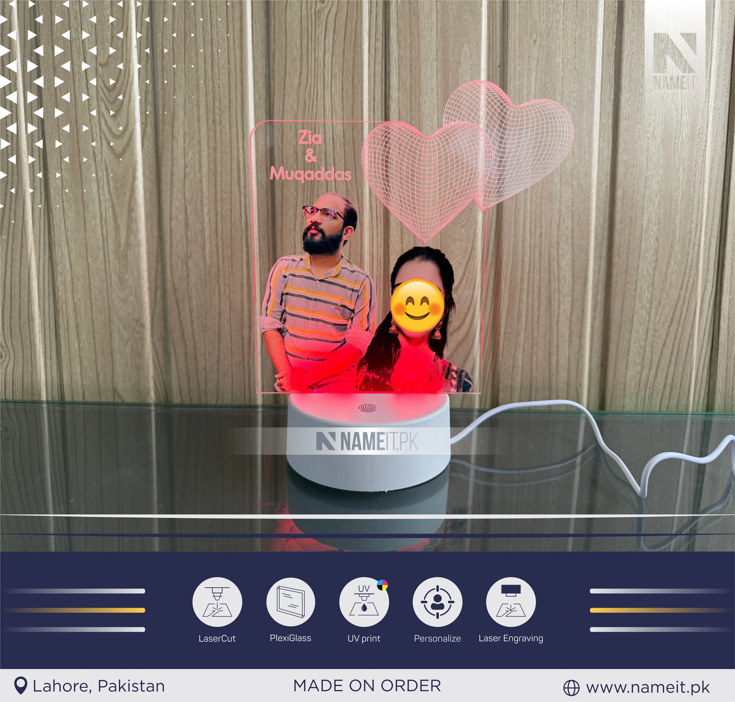 Personalized Lamp Led - Anniversary Gift for Couple - Gift for Him - Acrylic Night Lamp - Gift for Her