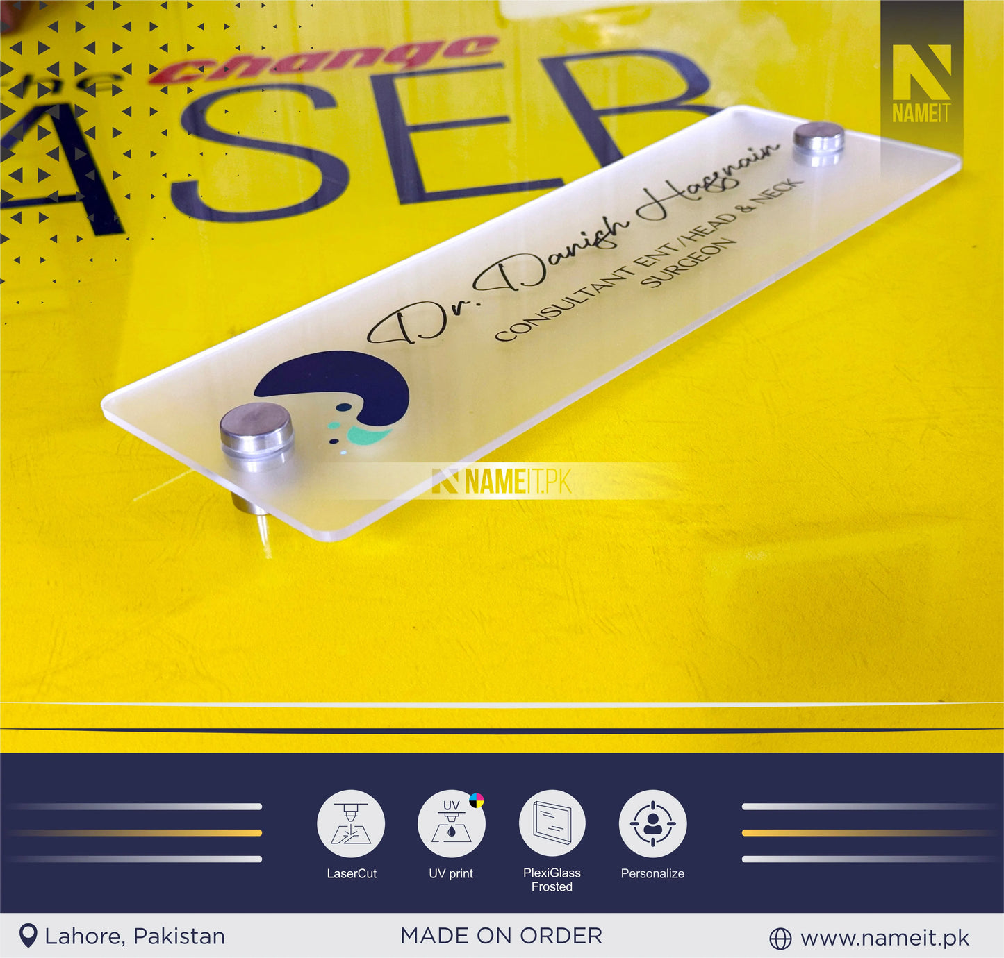 Personalized UV Frosted Business Logo Sign, Small Business Sign, Acrylic Salon Name Logo, Printed Frosted Sign, Attracting Office Door Sign