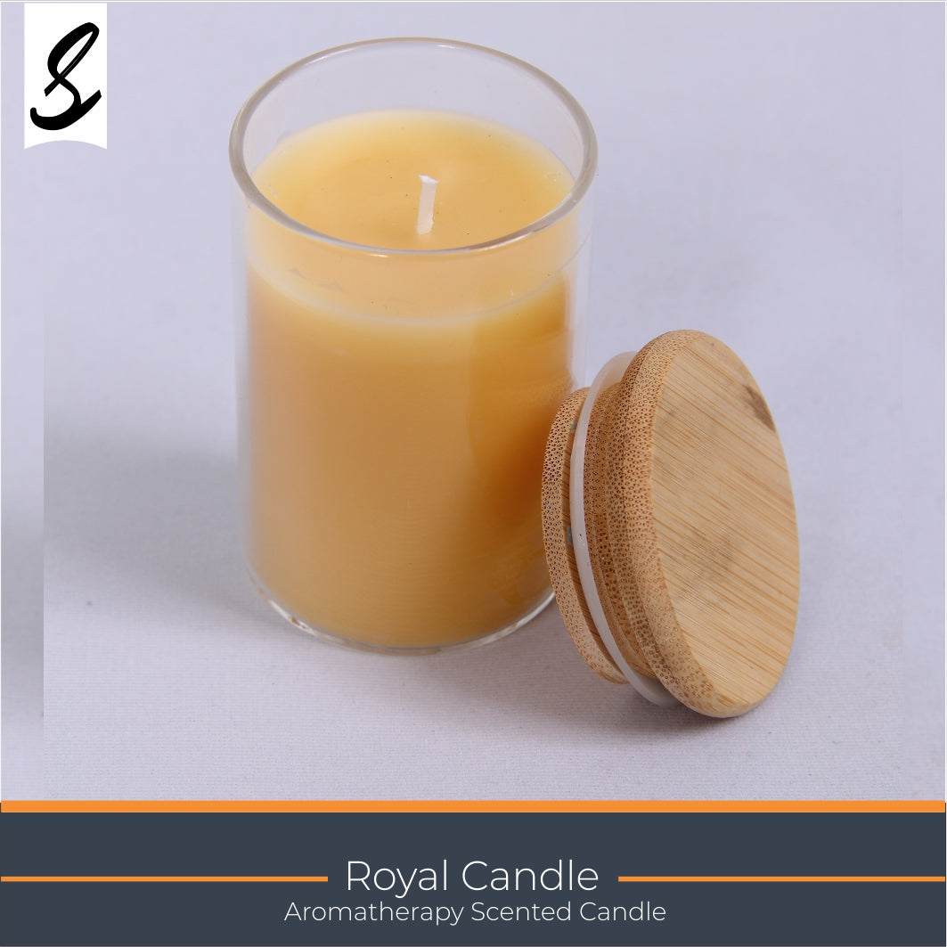 Candles , Soy Candle - Wooden Lid Glass Aromatherphy Candle