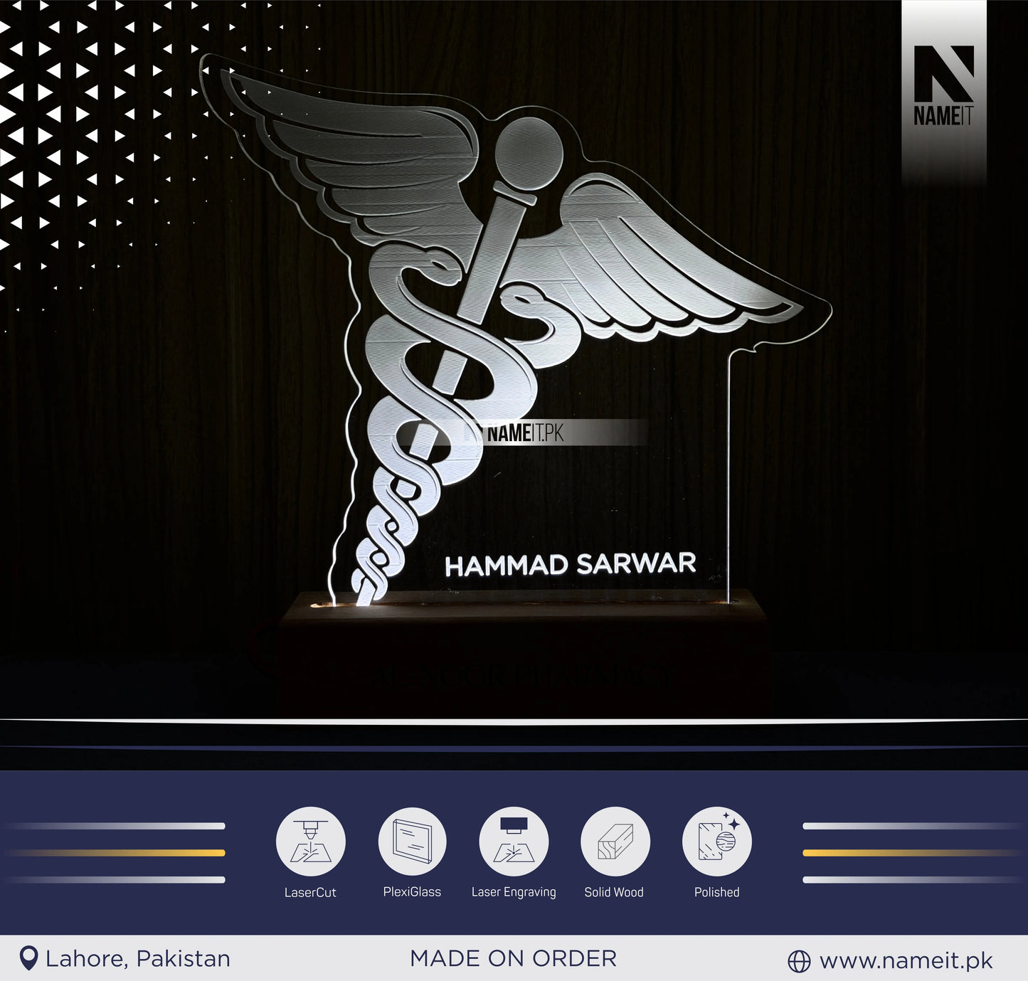 LAMP, Personalized Doctor Gift Caduceus LED Lamp, Custom MD Name Light, Medical School Graduation Sign, Physician Office Desk Decor, PhD Present