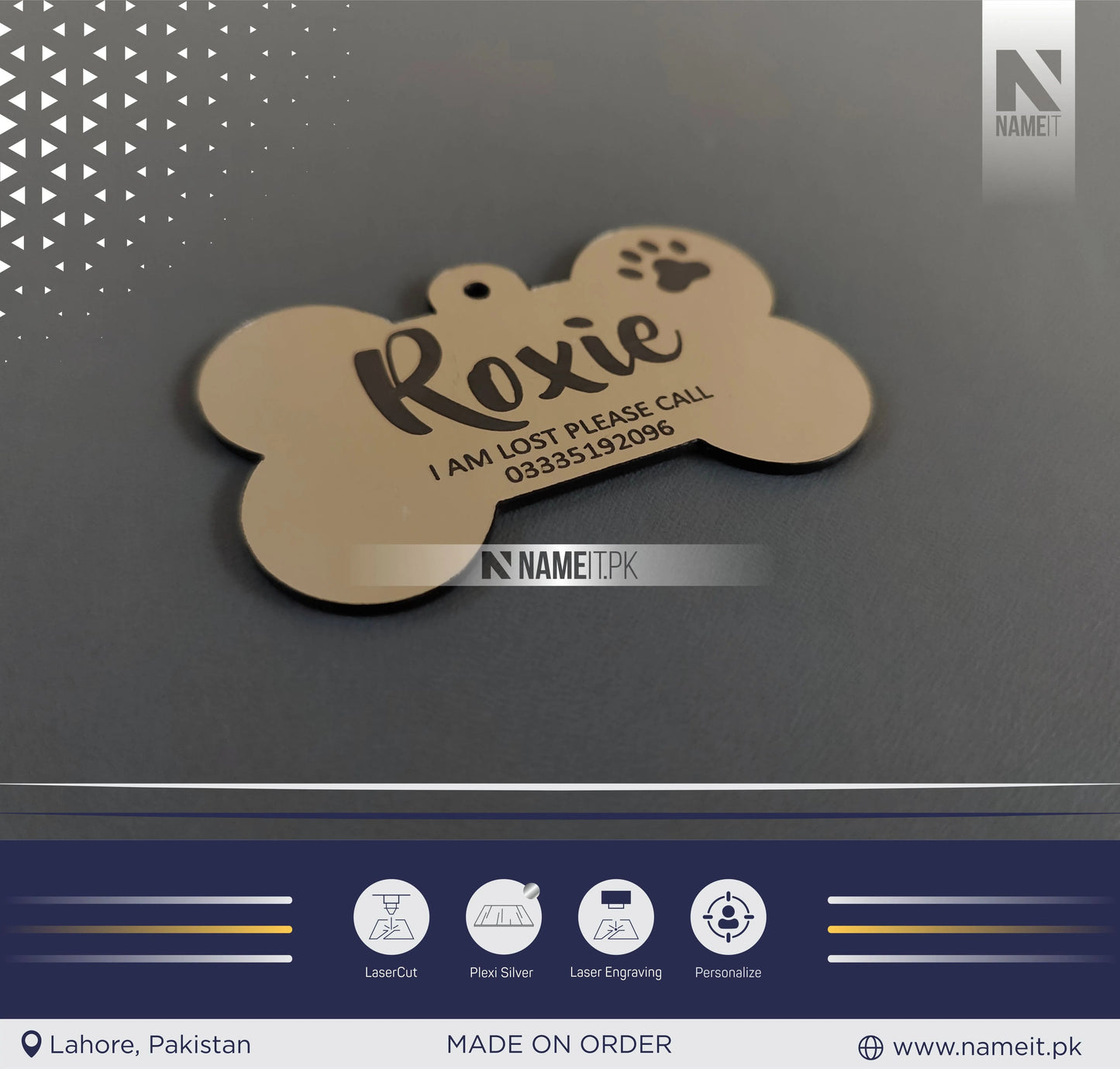 Pets Tag Personalized, Bone Shape Tag, Pet Tags for Collars, Engraved Tag, Name Tag, Customized Pet Tag, Kitty Tag NAMEIT PAKISTAN