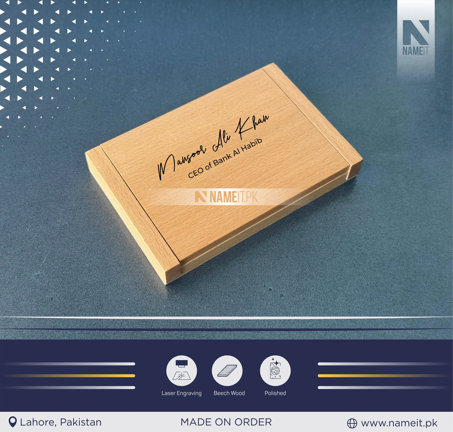 Company Personalized Business Wooden Card Holder, Logo/Text Laser Engraved