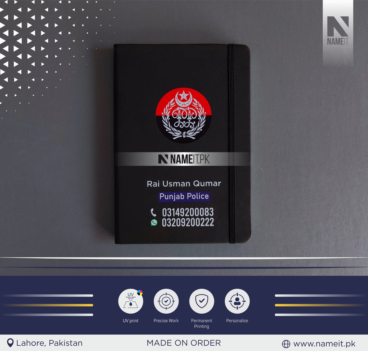 Diary, UV Printed, Customize Diary For Punjab Police - Congratulations Police Gift - Punjab Police Gift- New Police Officer Gift - New Job Gift - Police NAMEIT PAKISTAN
