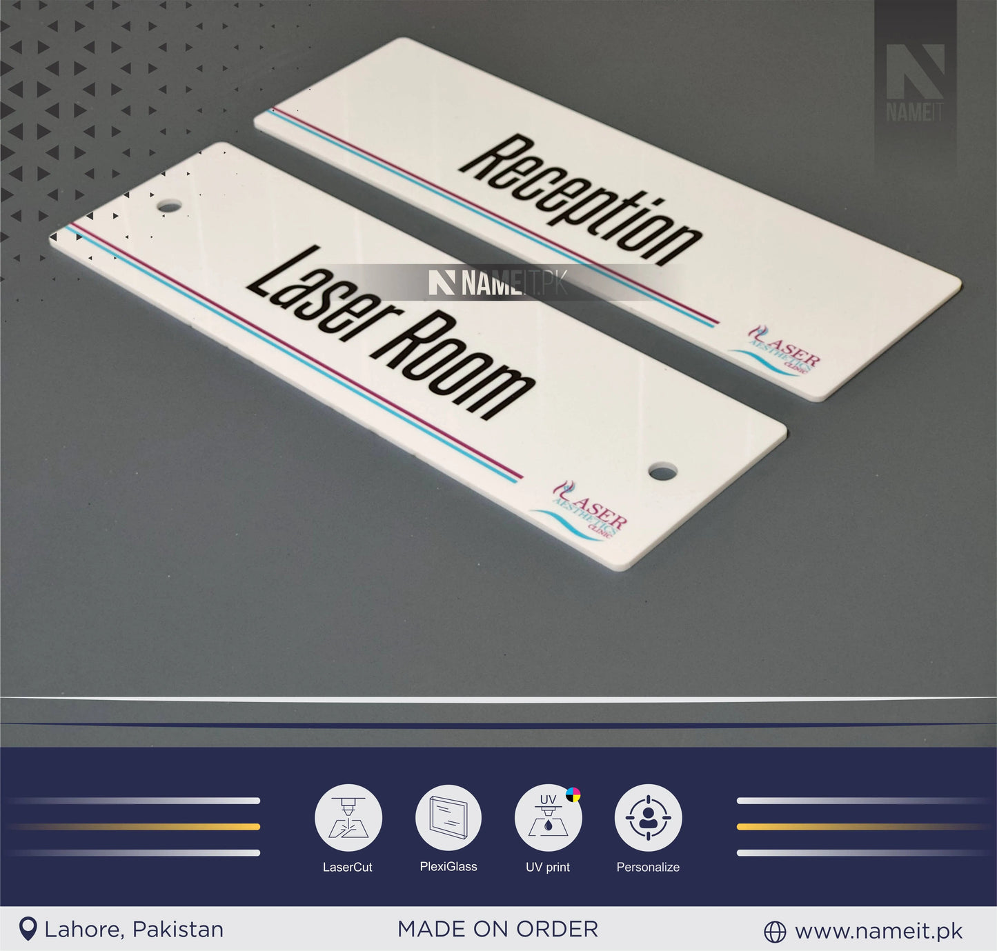 Personalised Door Plate, Custom Printed, Wall Plate, Office Sign NAMEIT PAKISTAN