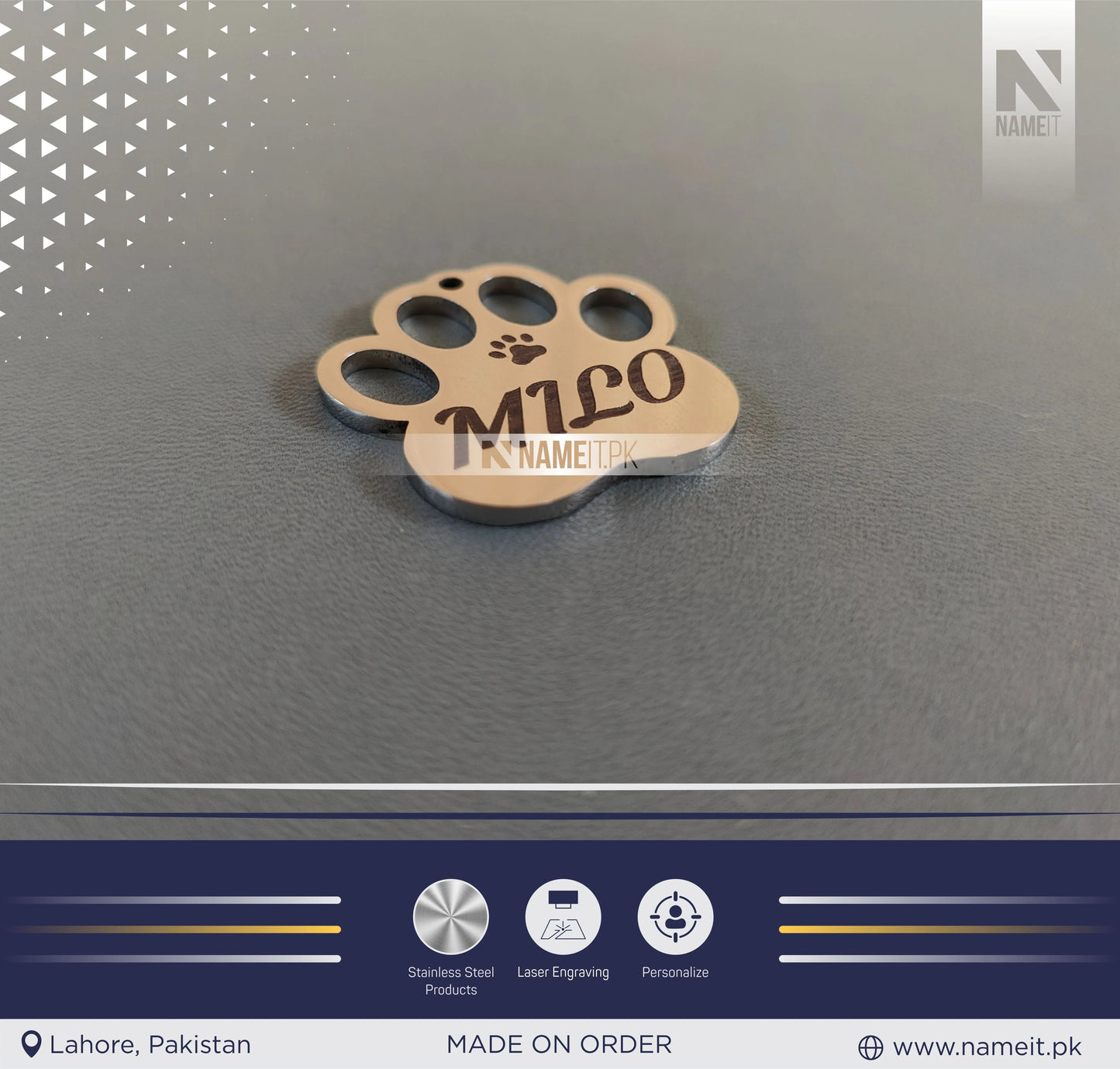 Pets Tag Personalized, Paw Shape Tag, Pet Tags for Collars, Engraved Tag, Name Tag, Customized Pet Tag, Kitty Tag NAMEIT PAKISTAN