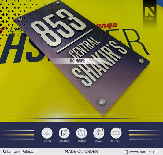 Personalised Modern House Name Plate | 3D Numbered House Sign | New Home Gift | Custom House Number Sign | Printed Address Sign NAMEIT PAKISTAN