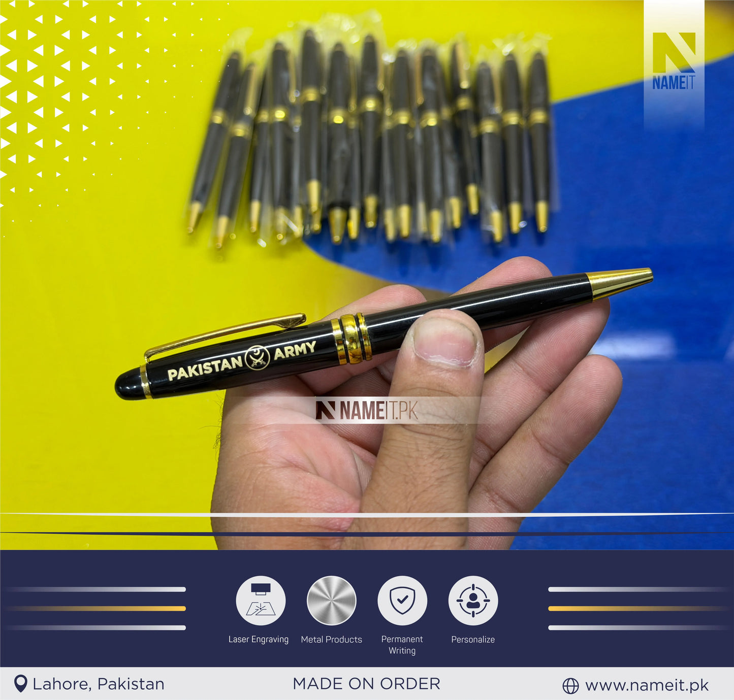 Pen, Personalized Golden Engraved Premium Metal Ballpoint Pen | Custom Name Laser Engraving | Corporate & Gift Pen