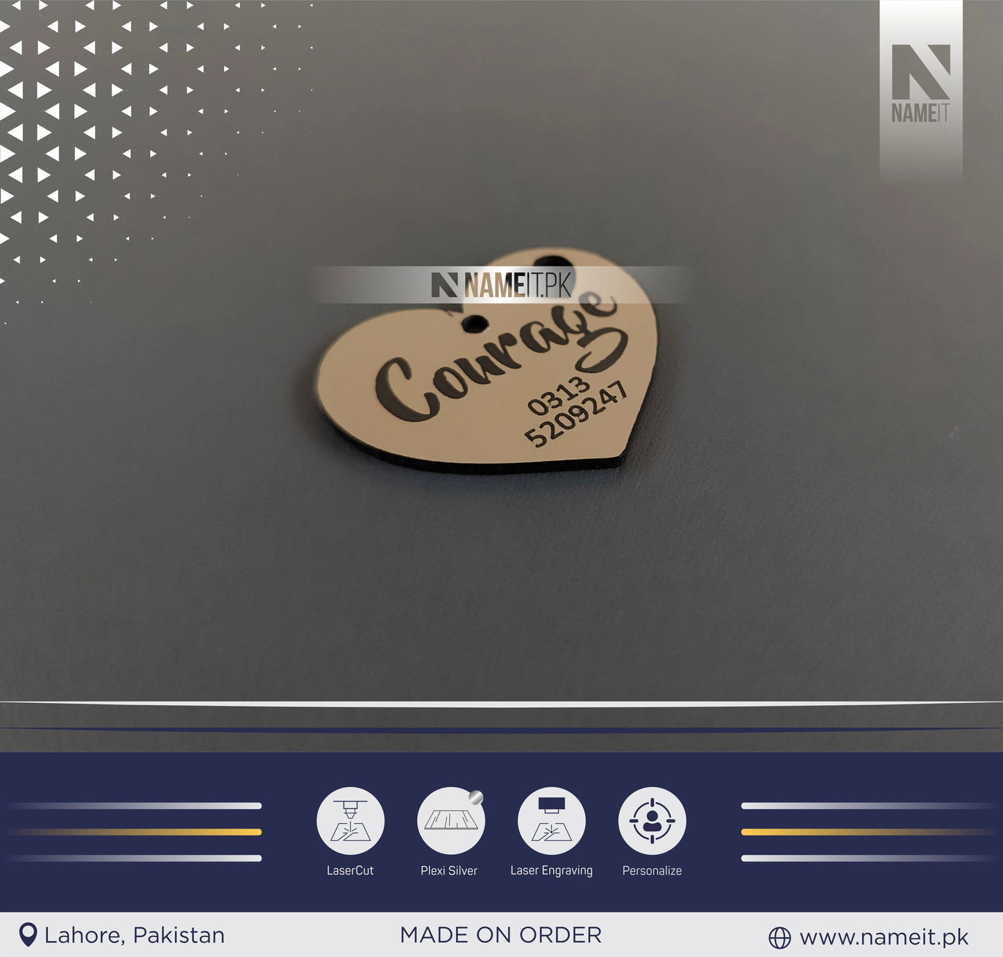 Pets Tag Personalized, Heart Shape Tag, Pet Tags for Collars, Engraved Tag, Name Tag, Customized Pet Tag, Kitty Tag NAMEIT PAKISTAN