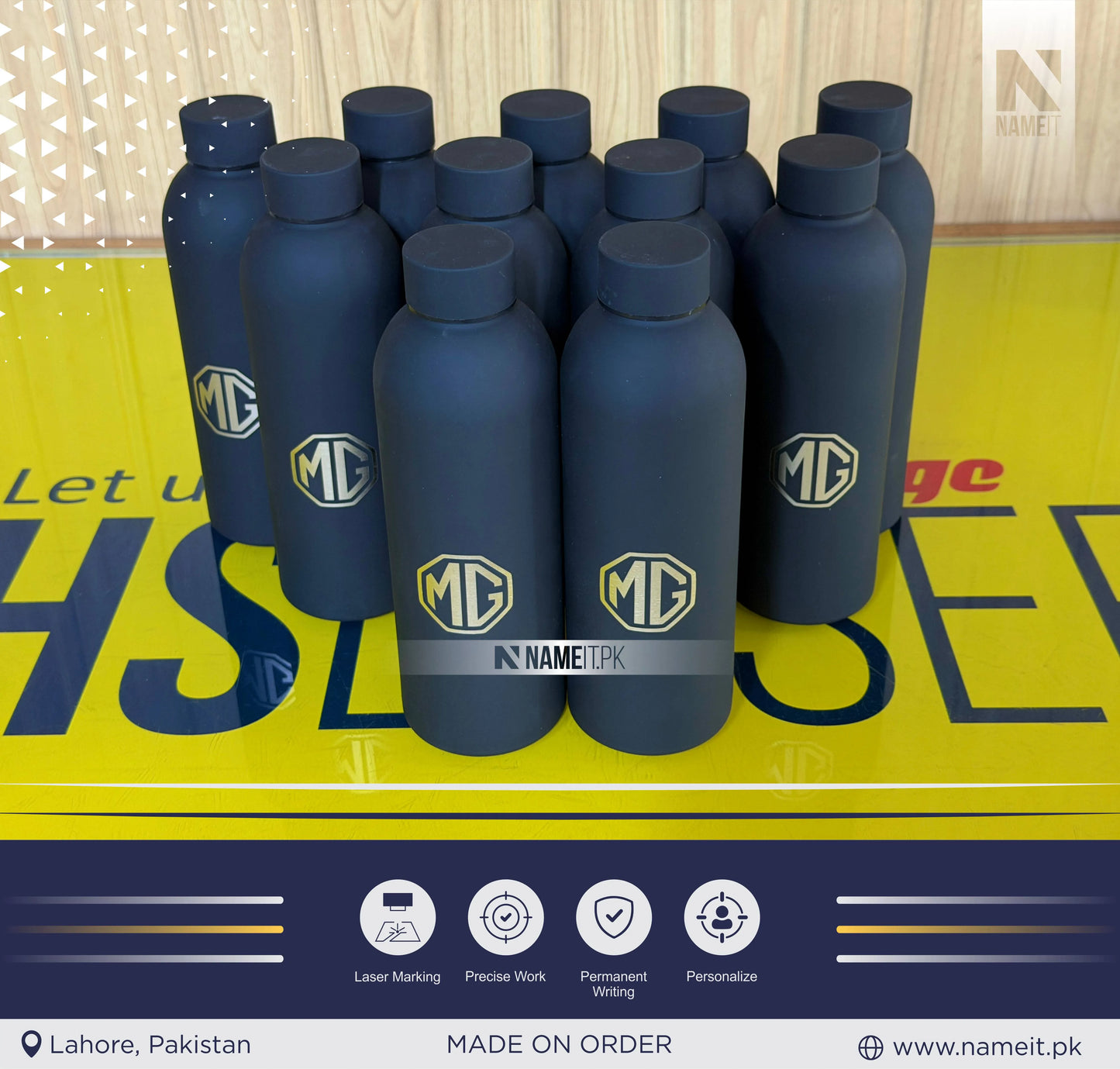 Personalised Engraved Stainless Steel Insulated Water Bottle, Laser Custom Logo, Matte Finish Travel Thermal Flask Drink, Corporate Gift