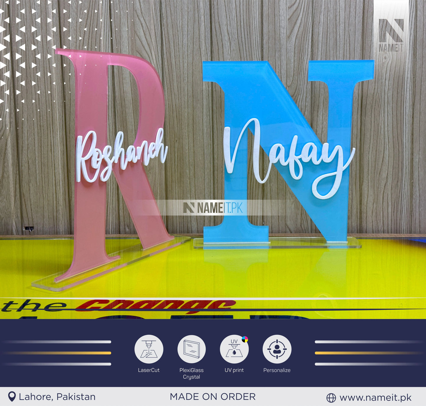 Girls or Boys Room Large Acrylic Letter Uv Printed, Initial with Name sign for Nursery Wall Decor. Custom nursery decor, Kids room cutout, Monogram