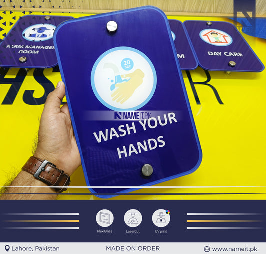 Wash Your Hands, Acrylic Sign For Bathroom, Bathroom Decor and Bathroom Sign NAMEIT PAKISTAN