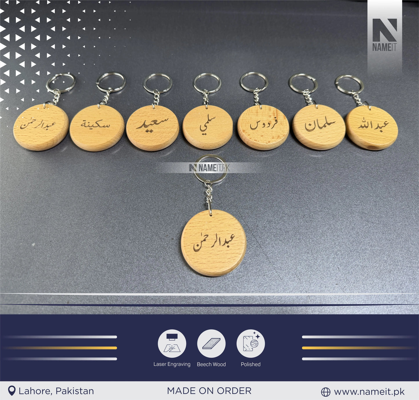 Keychain, Customized Wooden Keychain - Laser Engraved Circular Wood Keyring | Personal Message Gift for Anniversary, Birthday, or Weddings