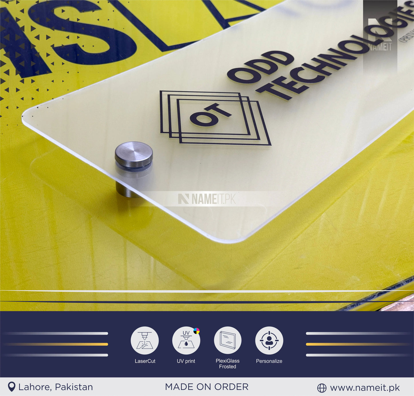 Name Plate, UV Frosted Business Logo Sign, Small Business Sign, Acrylic Salon Name Logo, Printed Frosted Sign, Attracting Office Door Sign