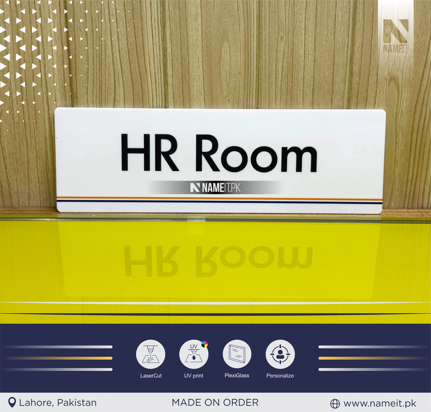 Name Plate Office Sign, Custom Printed Door Sign, Plaque, Business Name Sign, Peel & Stick Adhesive.