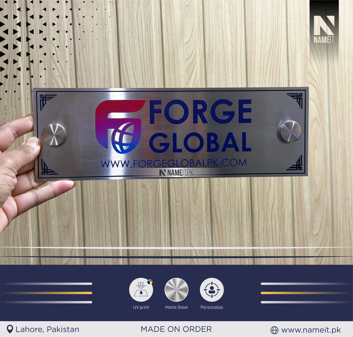 Name Plate, Business Logo Sign plate, Door Wall Sign, Custom Logo Metal Business Signage, Wall Hanging Business Office (Copy)