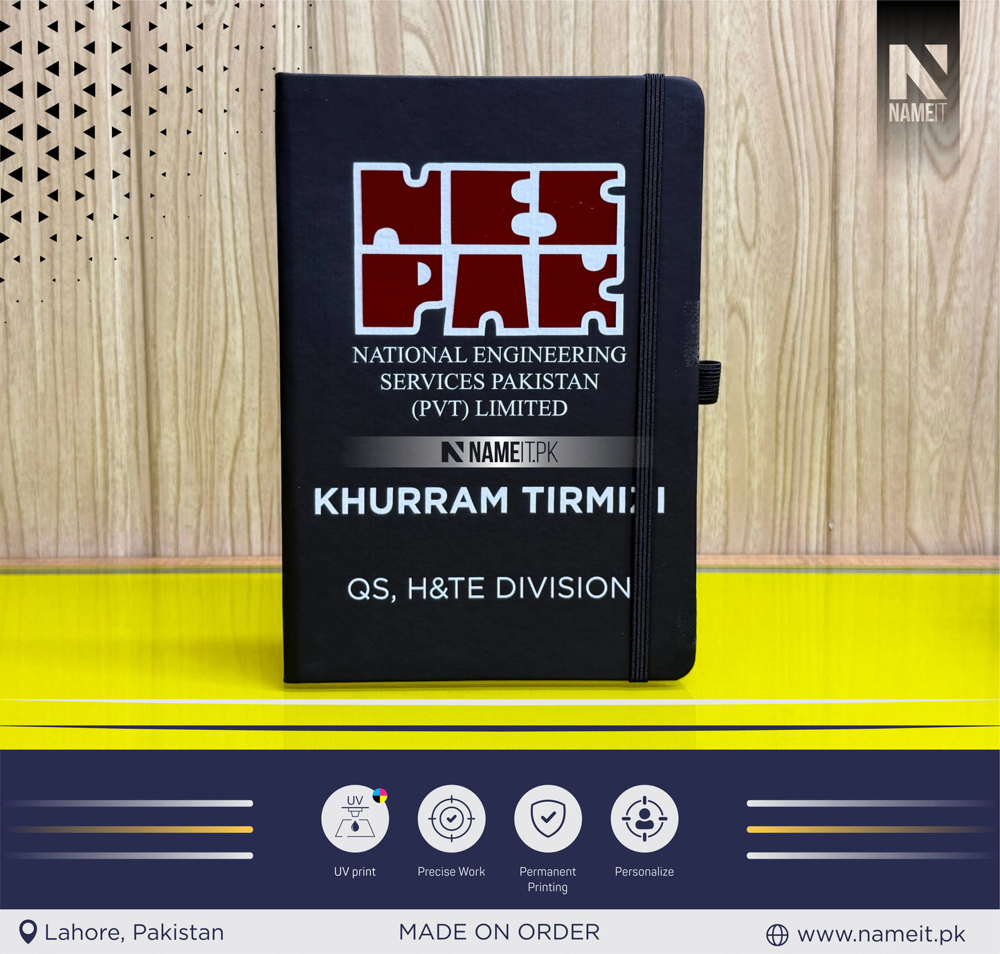 Diary, Custom Diary Printed, Customize Diary For National Engineering Services Pakistan (NESPAK) - Congratulations Gift - Employee Gift - New Job Gift