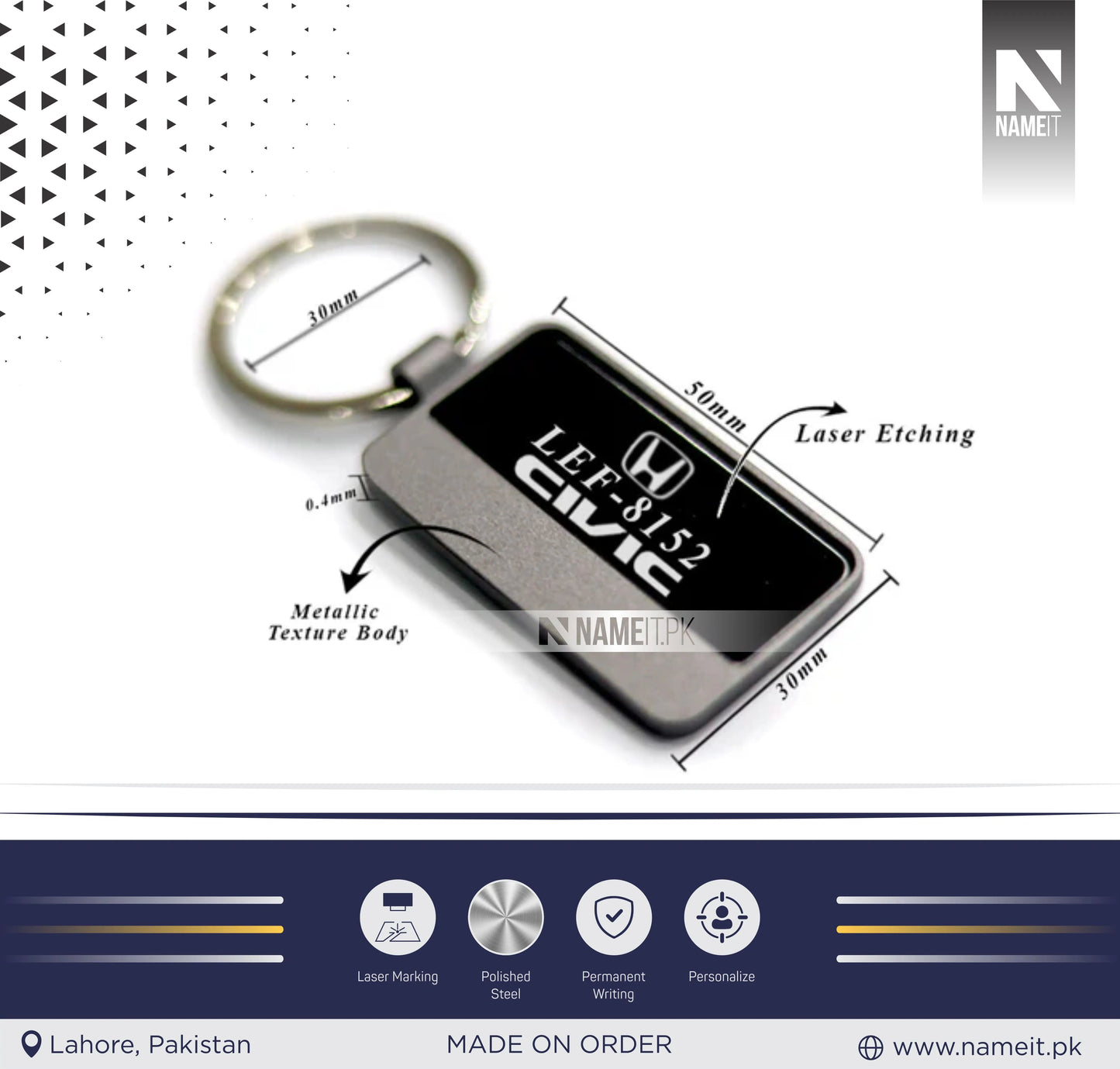 Personalized Metal Keychain, Business Logo, Name, Custom Marketing Business Merchandise, NAMEIT PAKISTAN