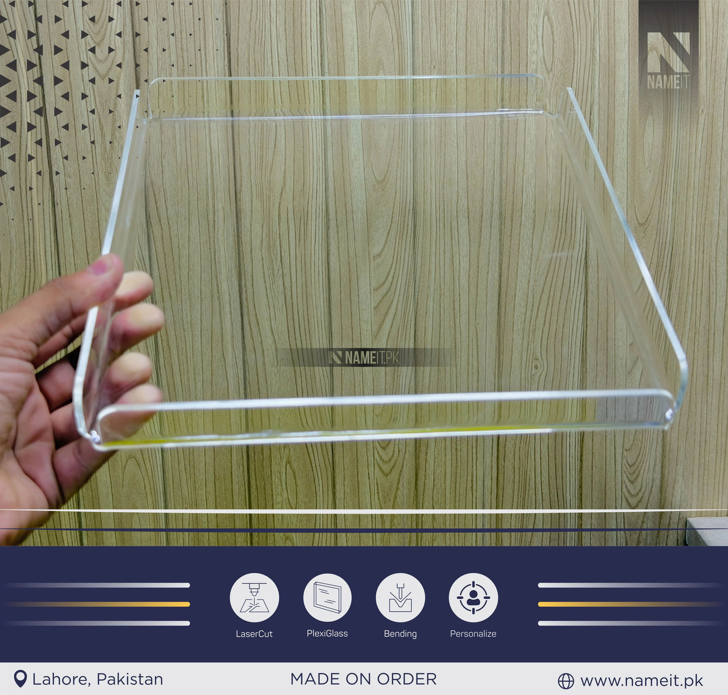 Tray – Serving Modern Rectangular Organizer – Personalized Design – Durable & Transparent