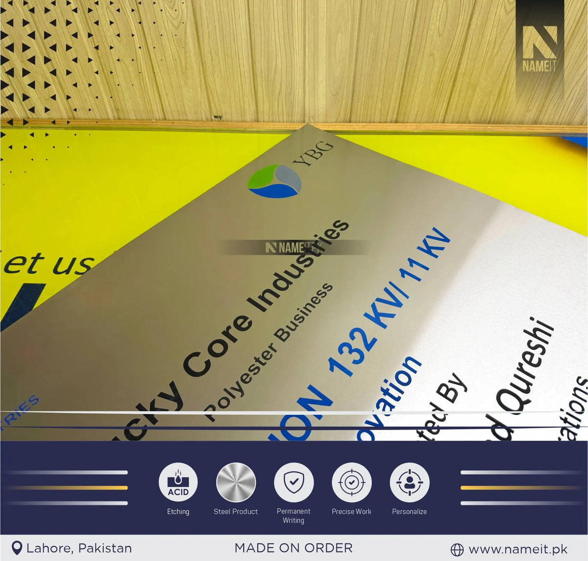Custom Luxury Steel Inauguration Plaque for Corporate Projects | Personalized Grid Station Renovation Commemorative Award with Company Logo, Executive Name & Event Details