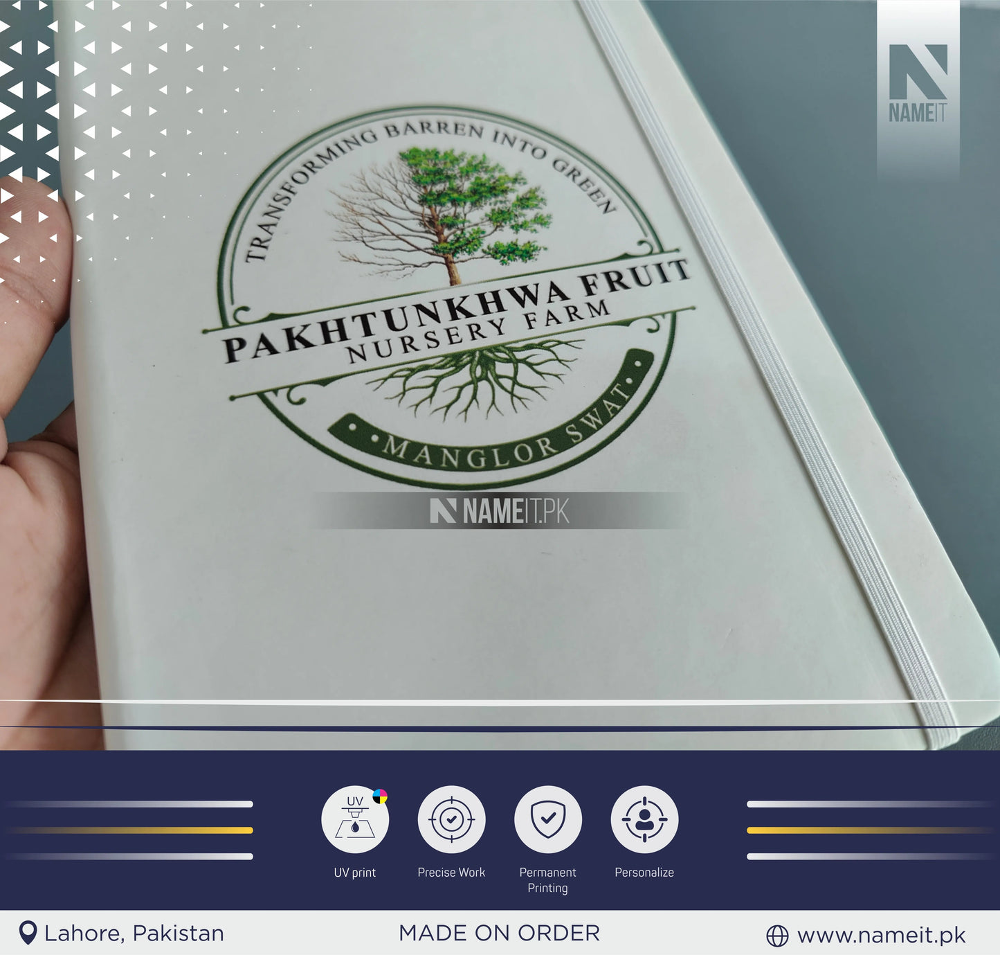 Diary, Custom Company Name Logo Diary, Front and Back side UV PRINTED NAMEIT PAKISTAN