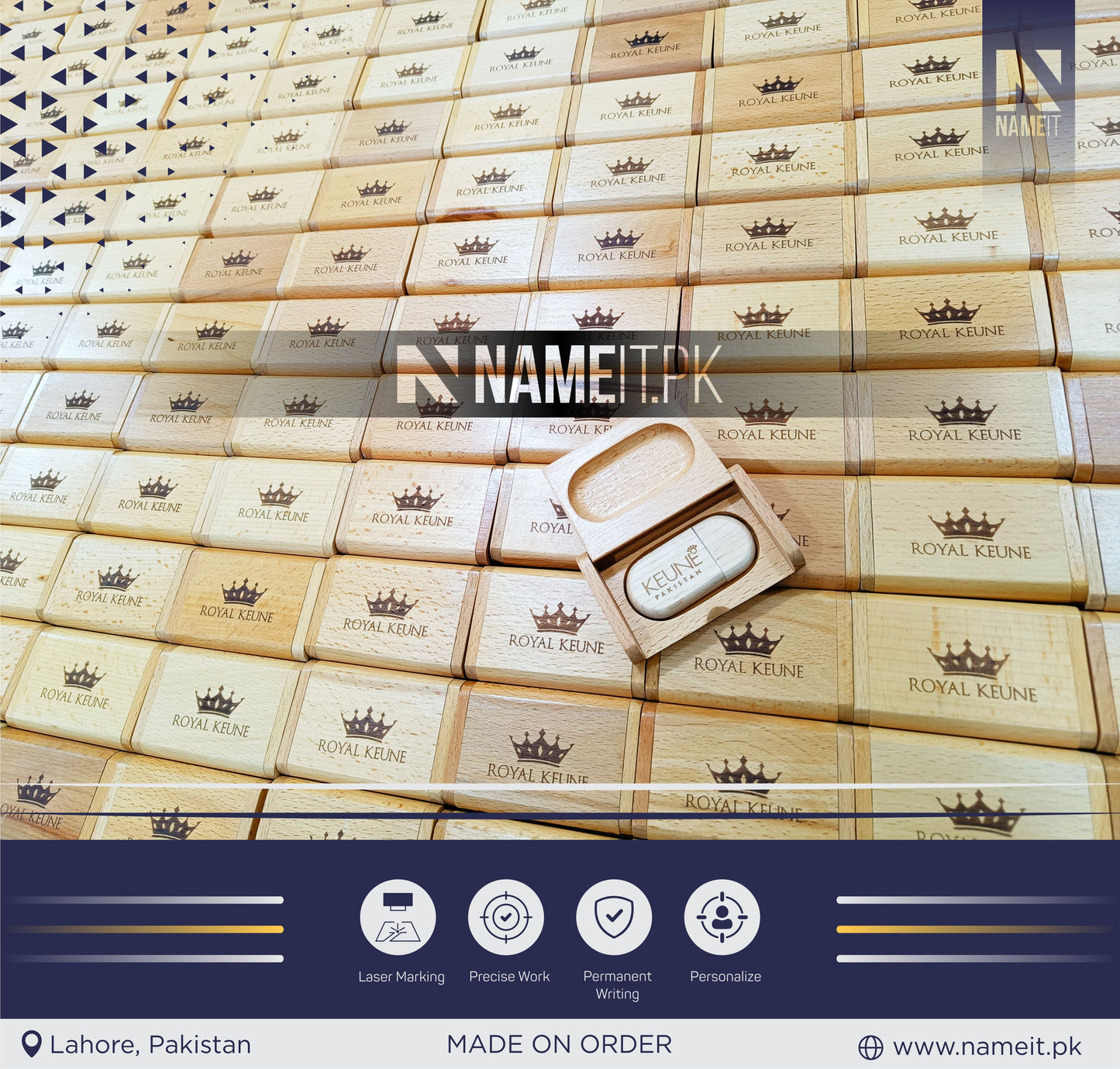 Wooden Custom USB Drive with Box Case | Personalized Keepsake Box NAMEIT PAKISTAN
