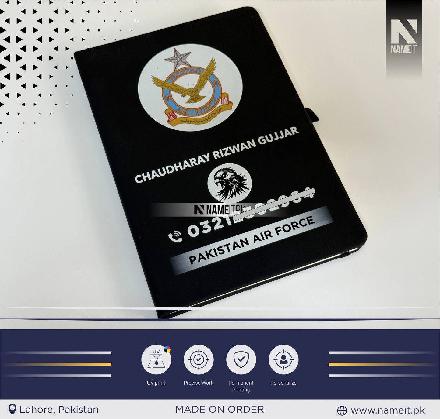 Diary, Custom Diary Printed, Customize Diary For Pakistan Air Force - Congratulations Gift - Government Officer Gift - Officer Gift - New Job Gift