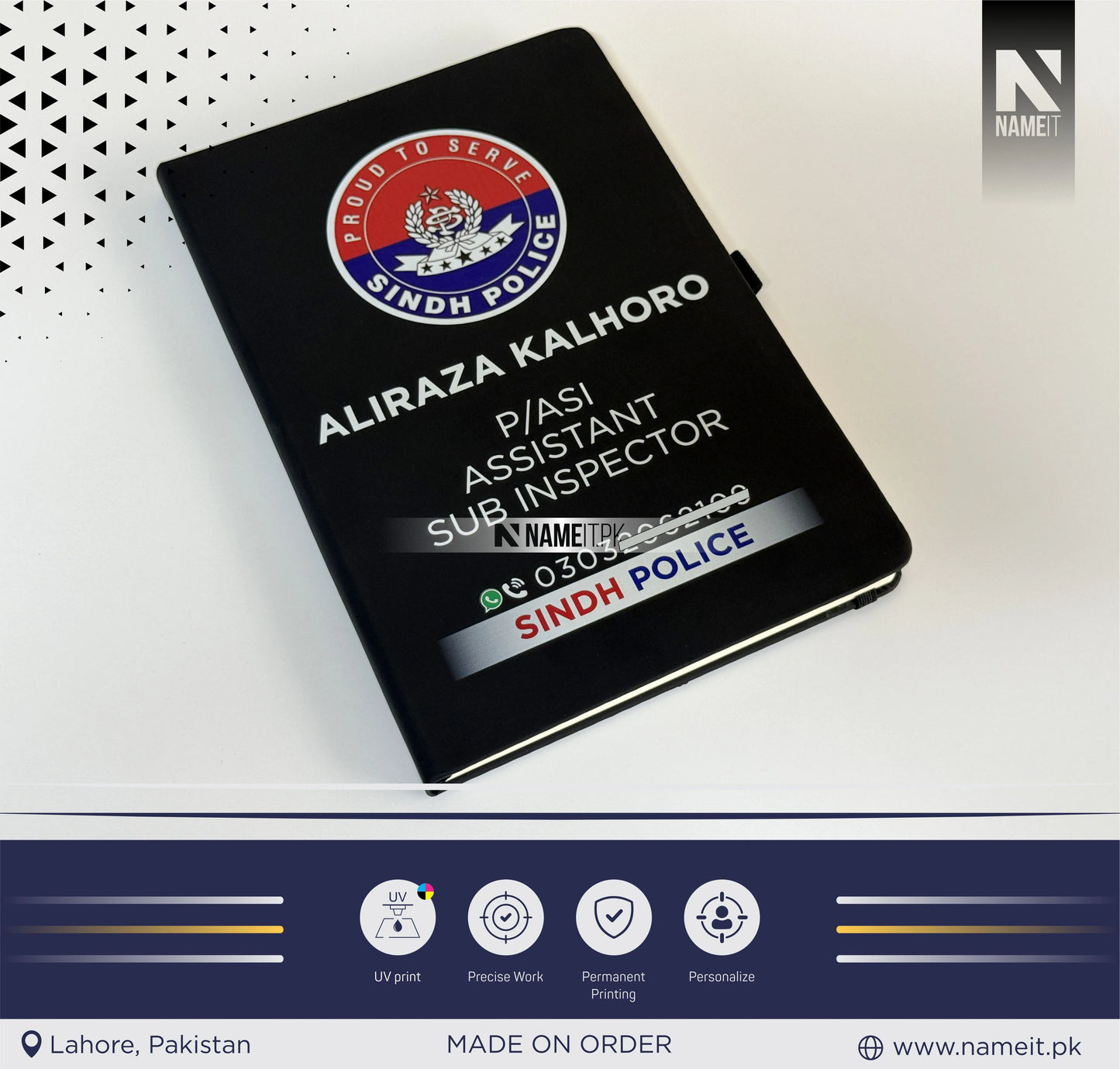 Diary, Police Diary Printed, Customize Diary For Sindh Police - Congratulations Police Gift - Sindh Police Gift- New Police Officer Gift - New Job Gift - Police