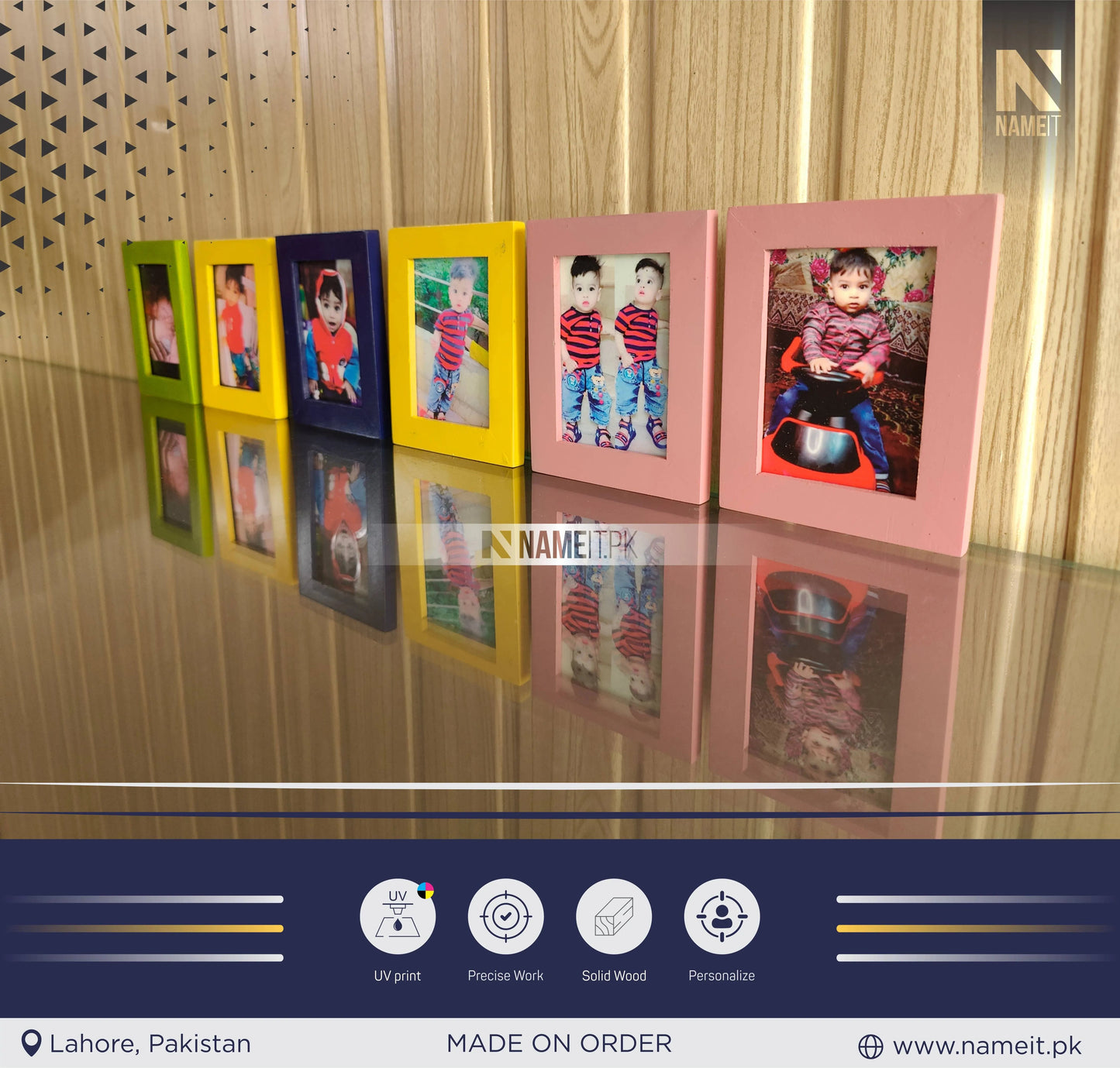 Custom 6 Pcs Multi Photo Frames Wall Hang Picture Frames Set Collage Black NAMEIT PAKISTAN