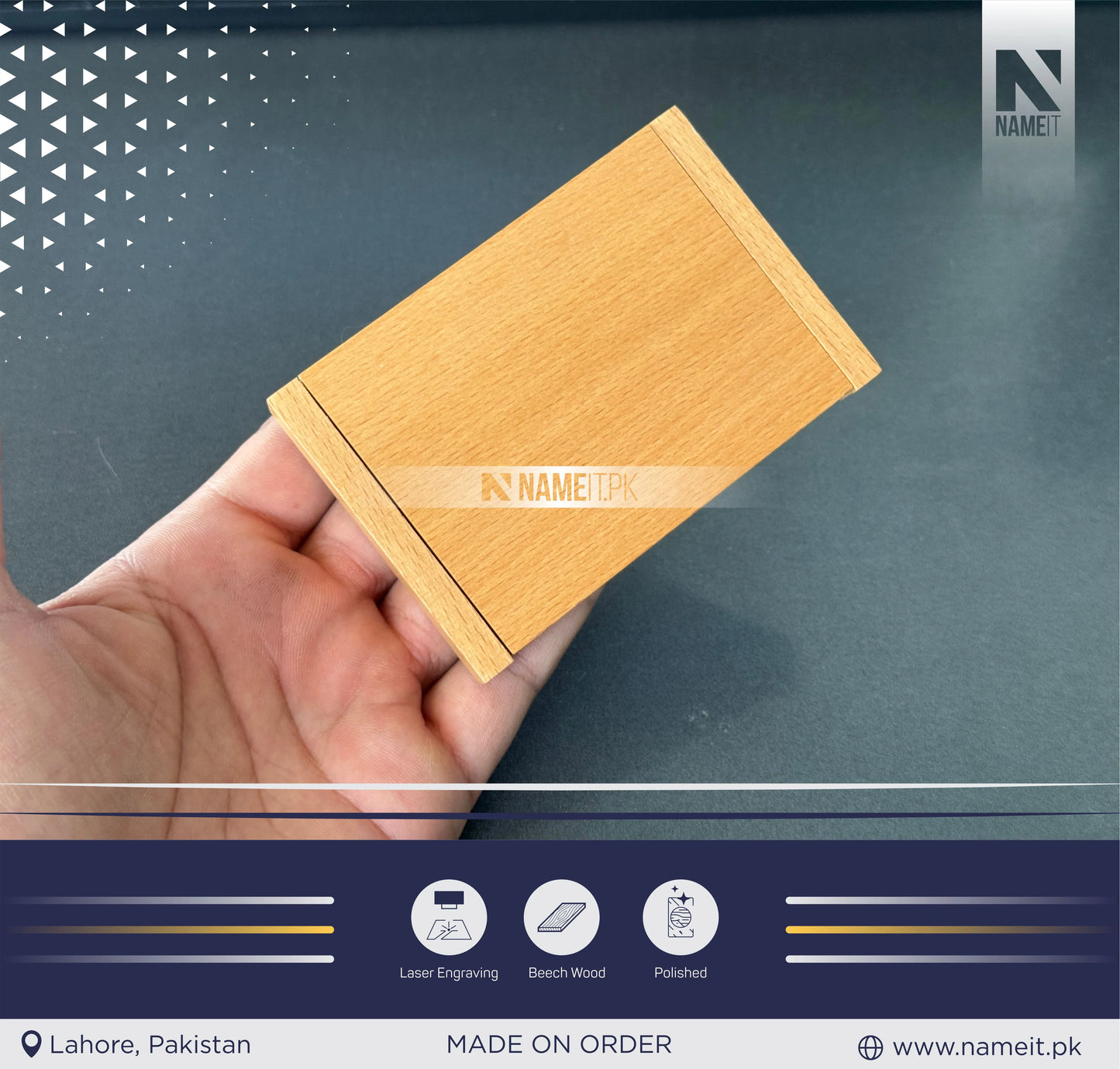 Company Personalized Business Wooden Card Holder, Logo/Text Laser Engraved