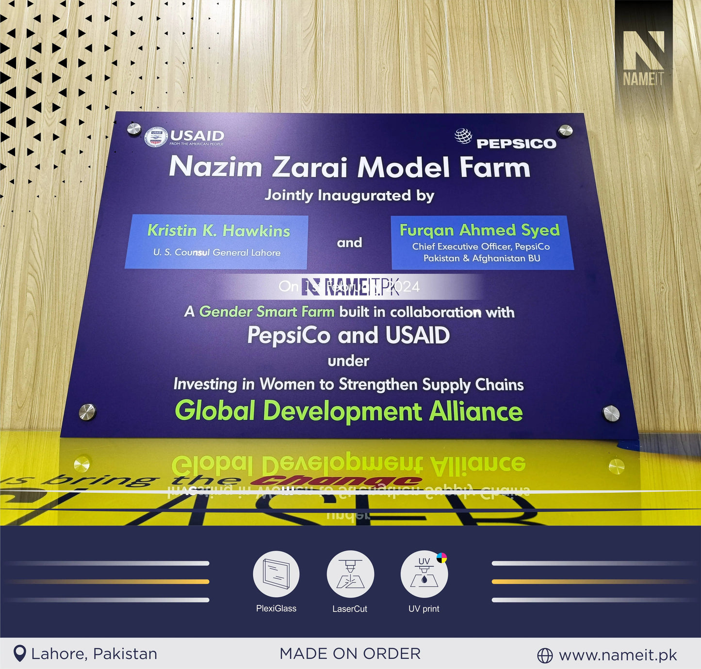Custom inauguration Plate Printed, Opening Ceremony Plaque NAMEIT PAKISTAN
