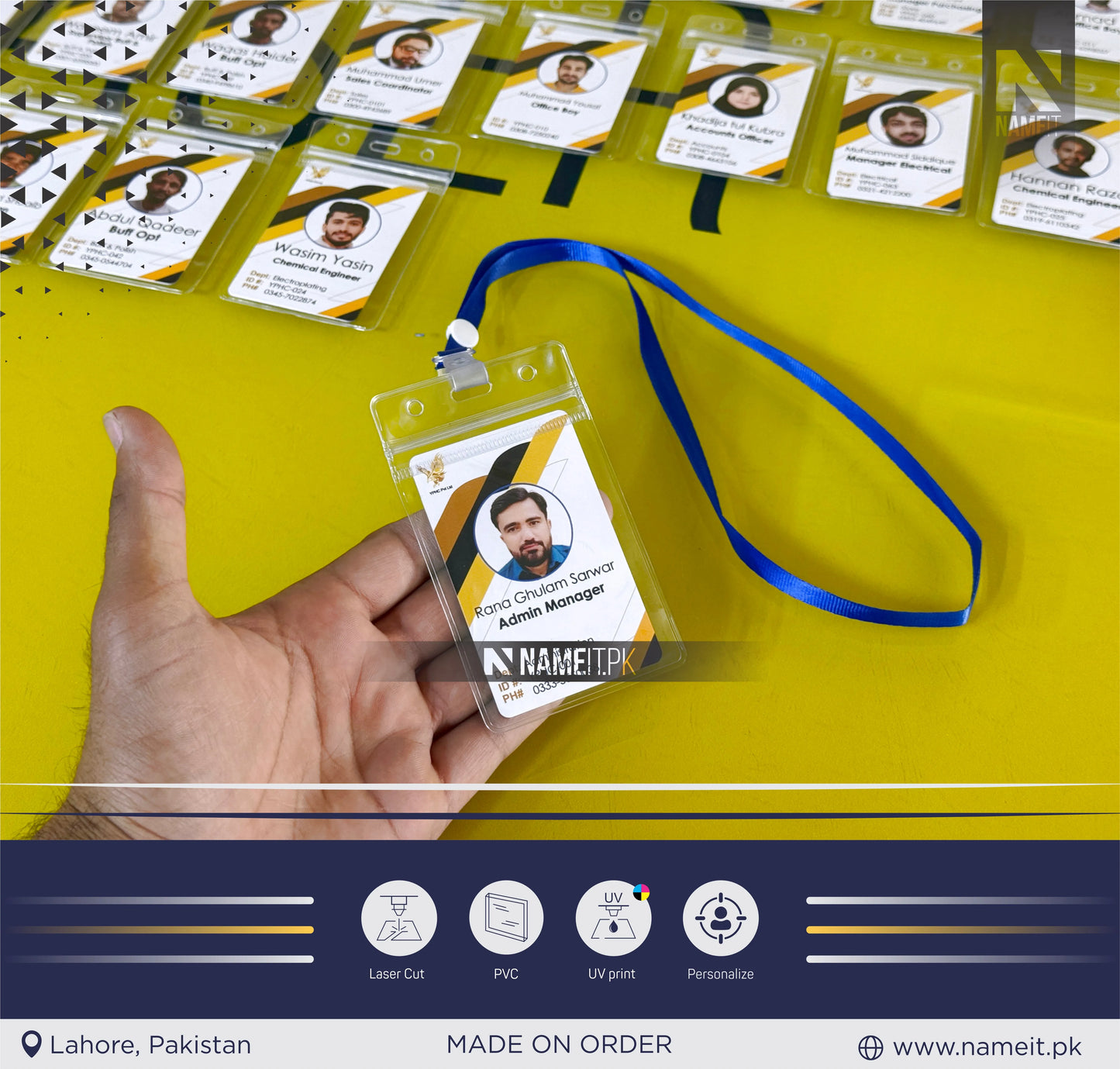 Employee Card, PVC ID Card – Personalized Employee Badge, Teacher ID, Membership & Access Card | Durable Plastic Design