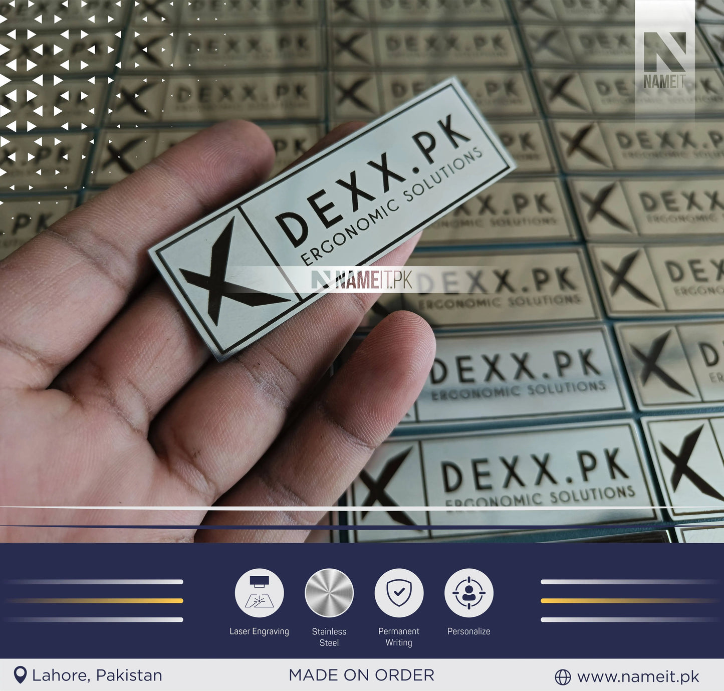 Custom Products Tags, Custom Laser Engraved Tag, Bag Metal Label, Custom Clothing Labels, Clothing Tags, Engraved Tag NAMEIT PAKISTAN