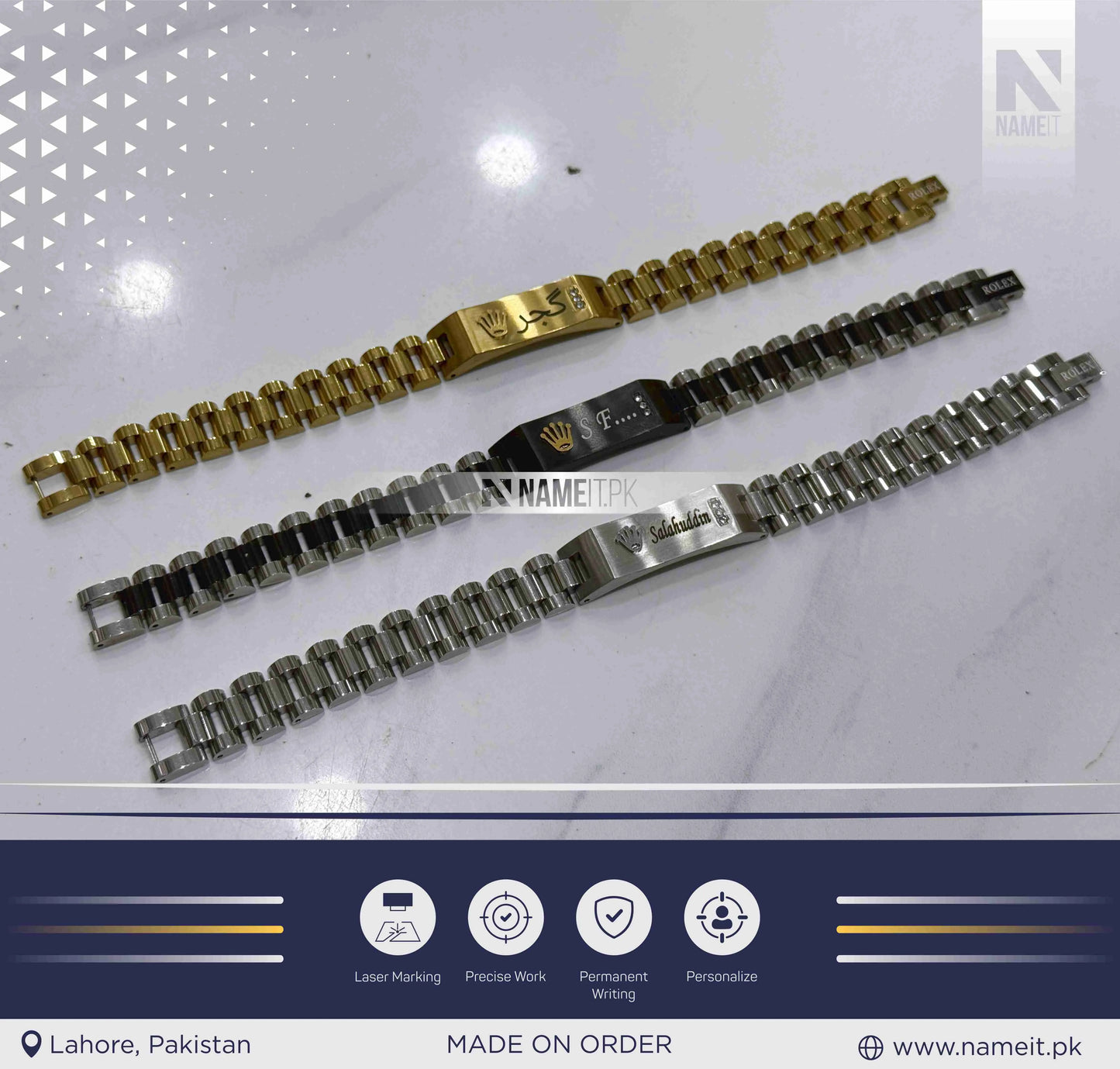 Rolex Bracelet, Personalized Stainless Steel Engraved Bracelet, Custom Men Bracelet, Customize Engraved Bracelet, Men's Bracelet. Custom Bracelet Gifts