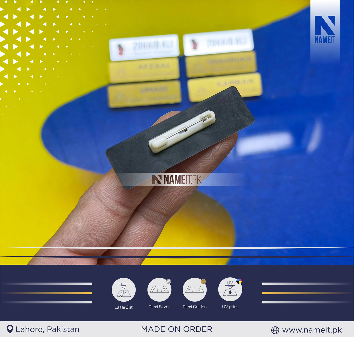 Badge, Personalised Name Badge Staff ID Tag With Magnet Attachment - Custom Laser Engraved Premium Office, Hospital, School Name Badge