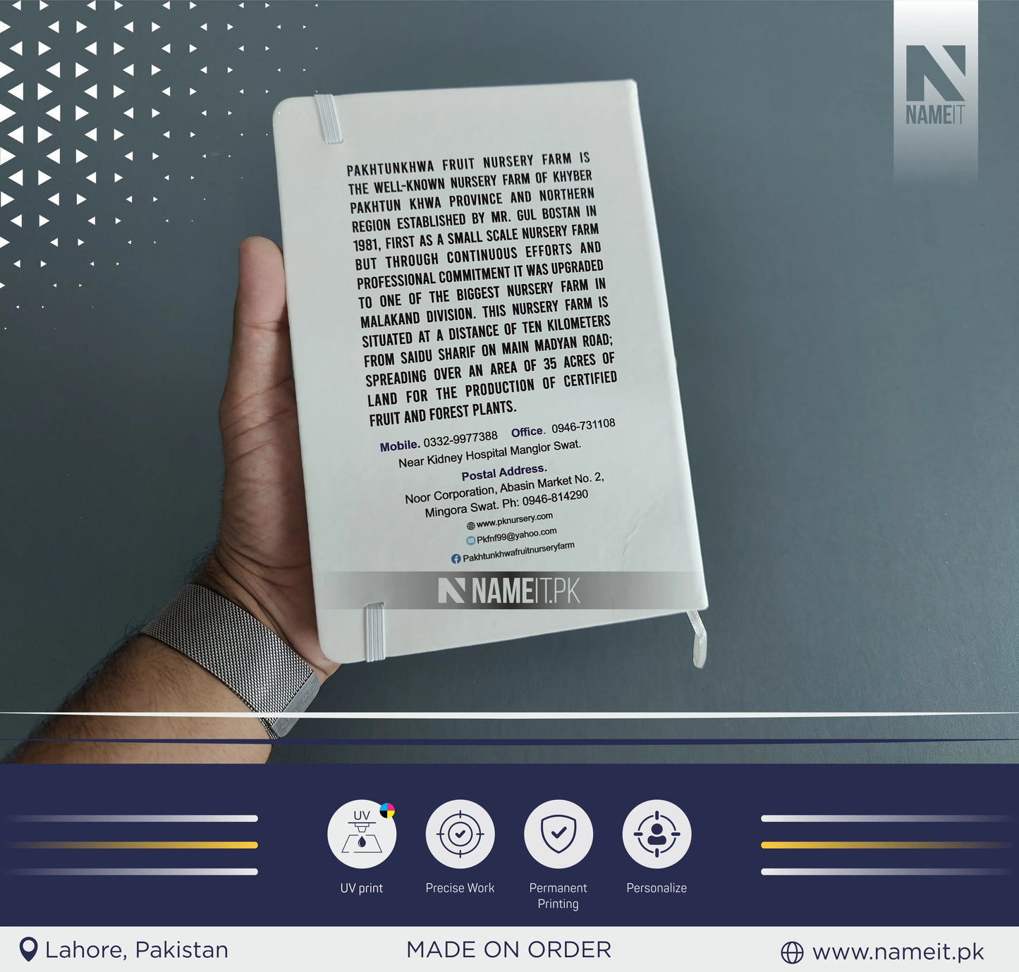 Diary, Custom Company Name Logo Diary, Front and Back side UV PRINTED NAMEIT PAKISTAN